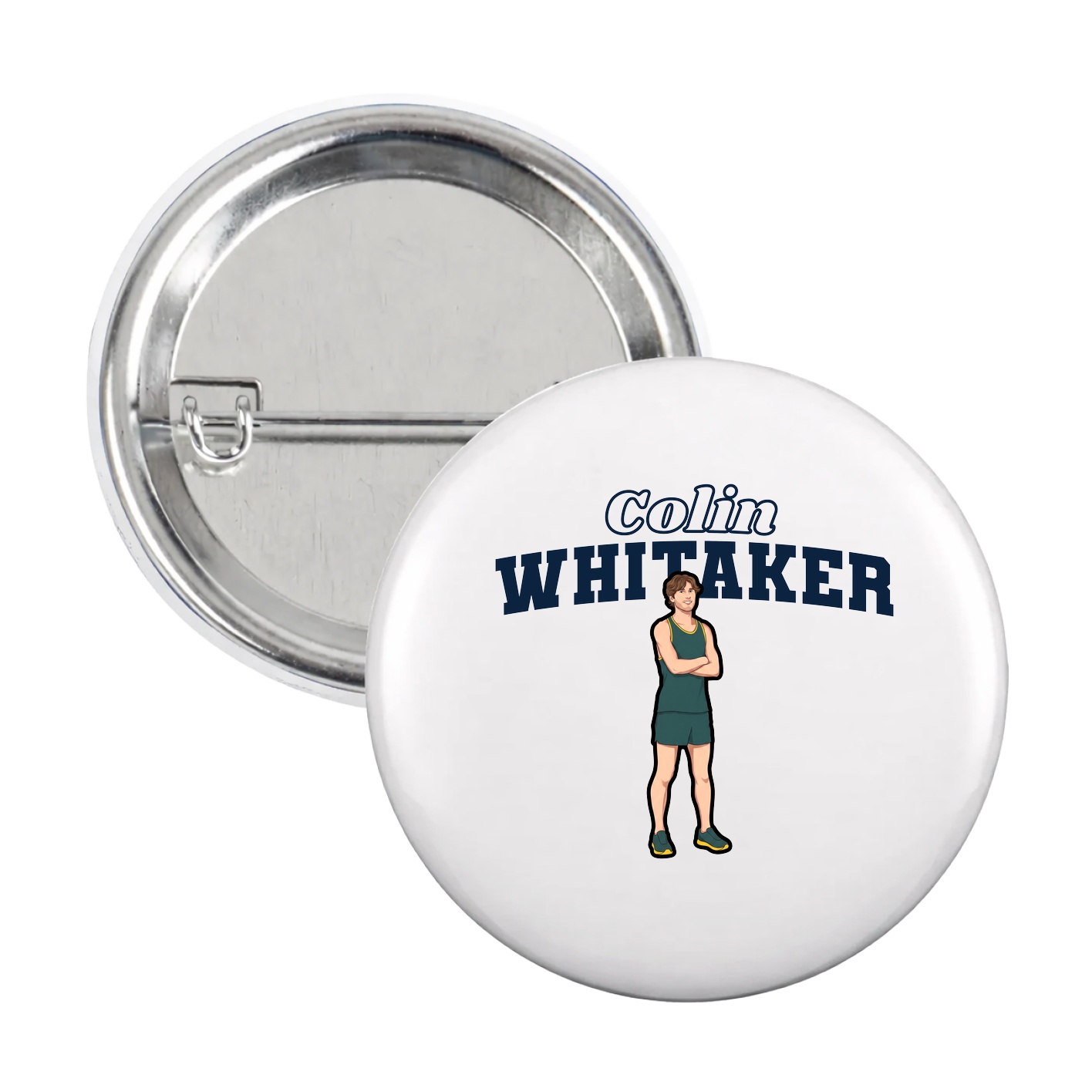 Game Day Button — Name Arch in White