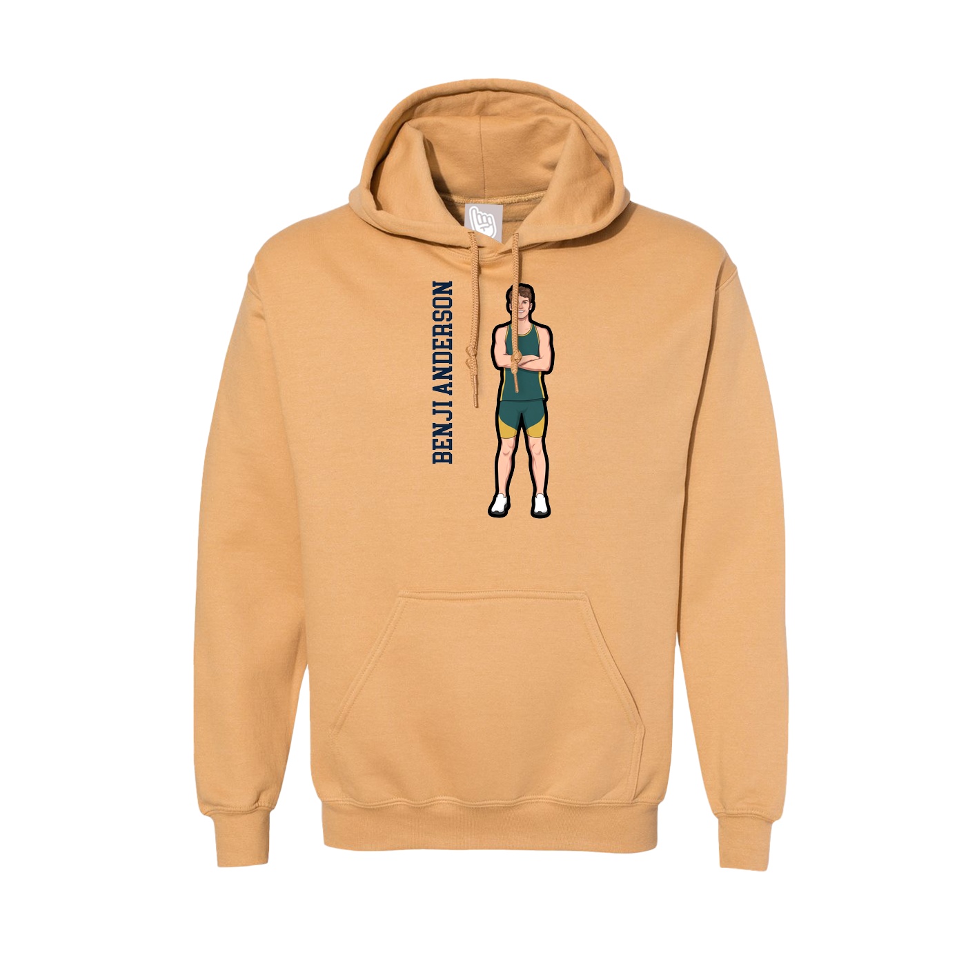 Hoodie — Name Vertical in Vegas Gold