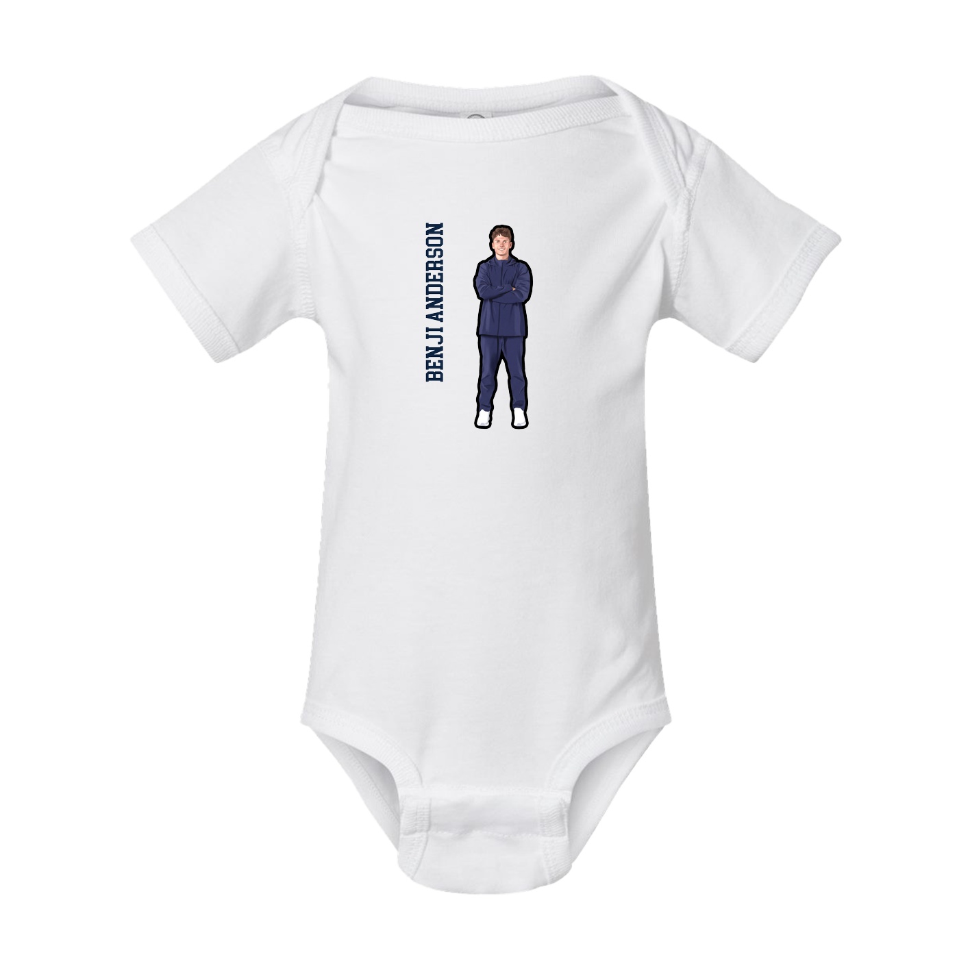 Baby Onesie — Name Vertical in White