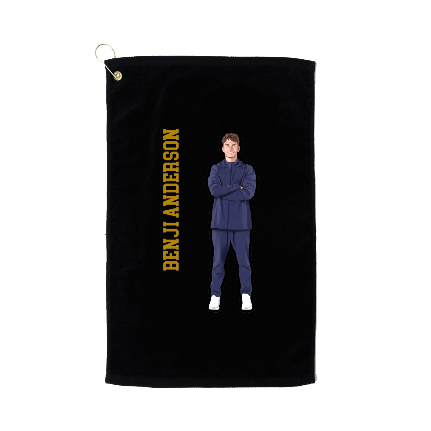 Golf Towel — Name Vertical in Black