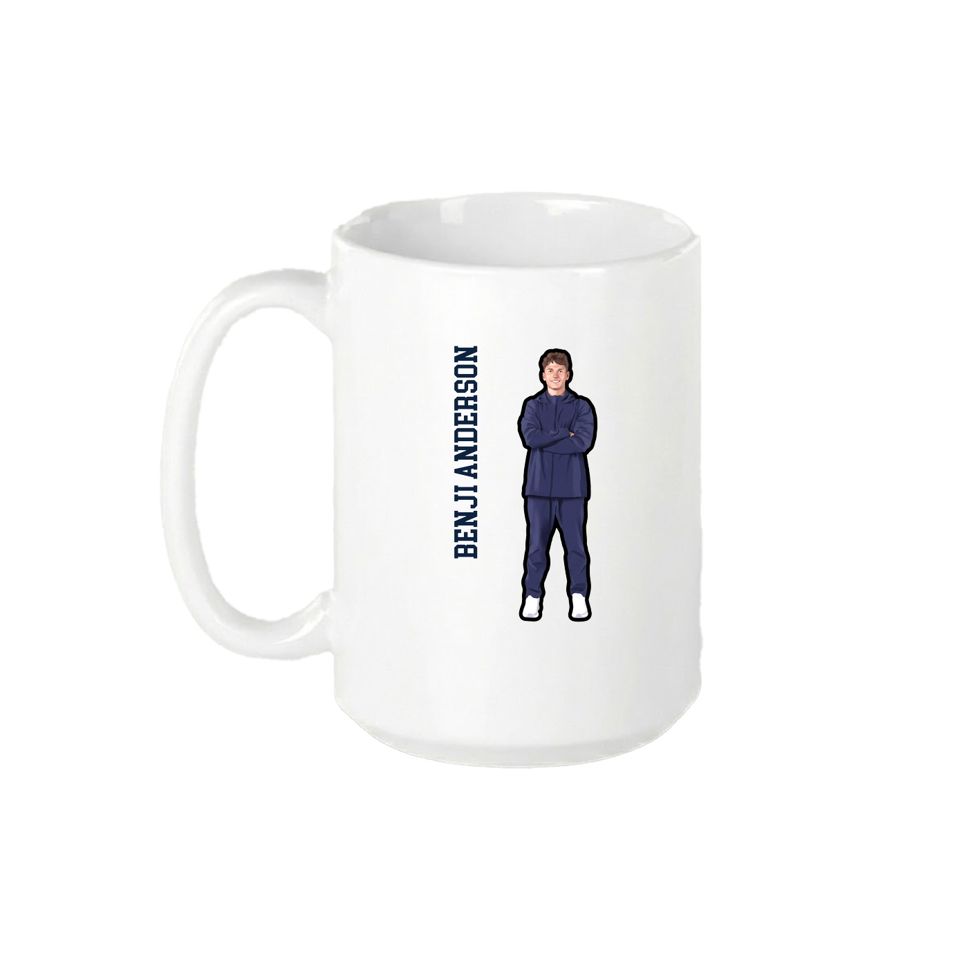 15oz Coffee Mug — Name Vertical in White