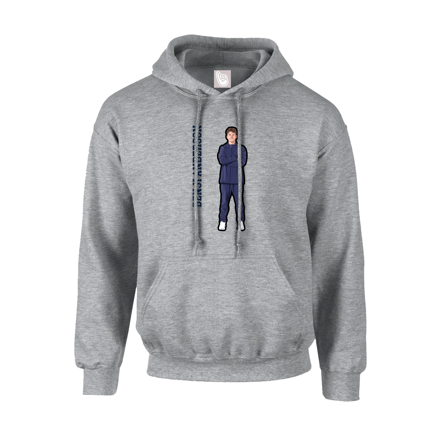 Youth Hoodie — Name Vertical in Grey