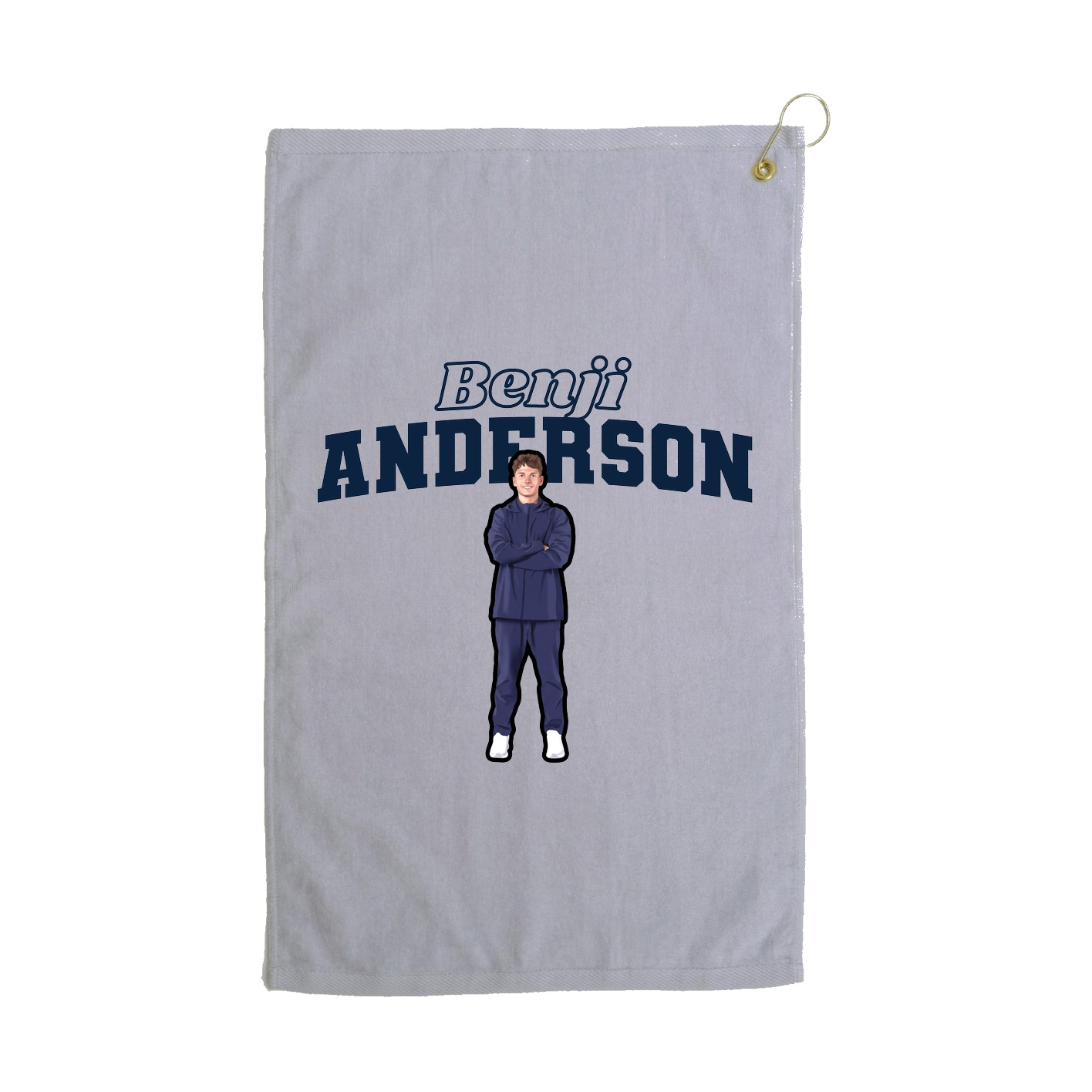 Golf Towel — Name Arch in Grey