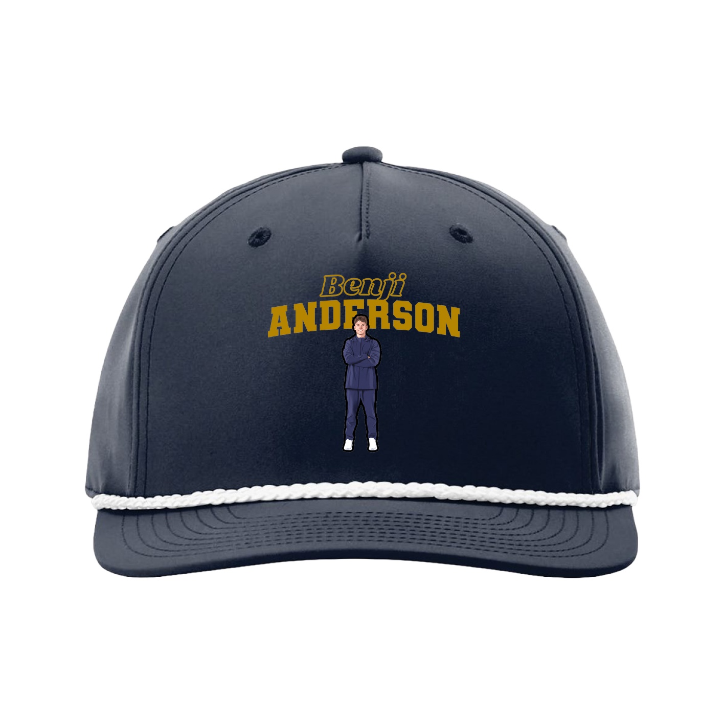 Five-Panel Classic Rope Cap — Name Arch in Navy