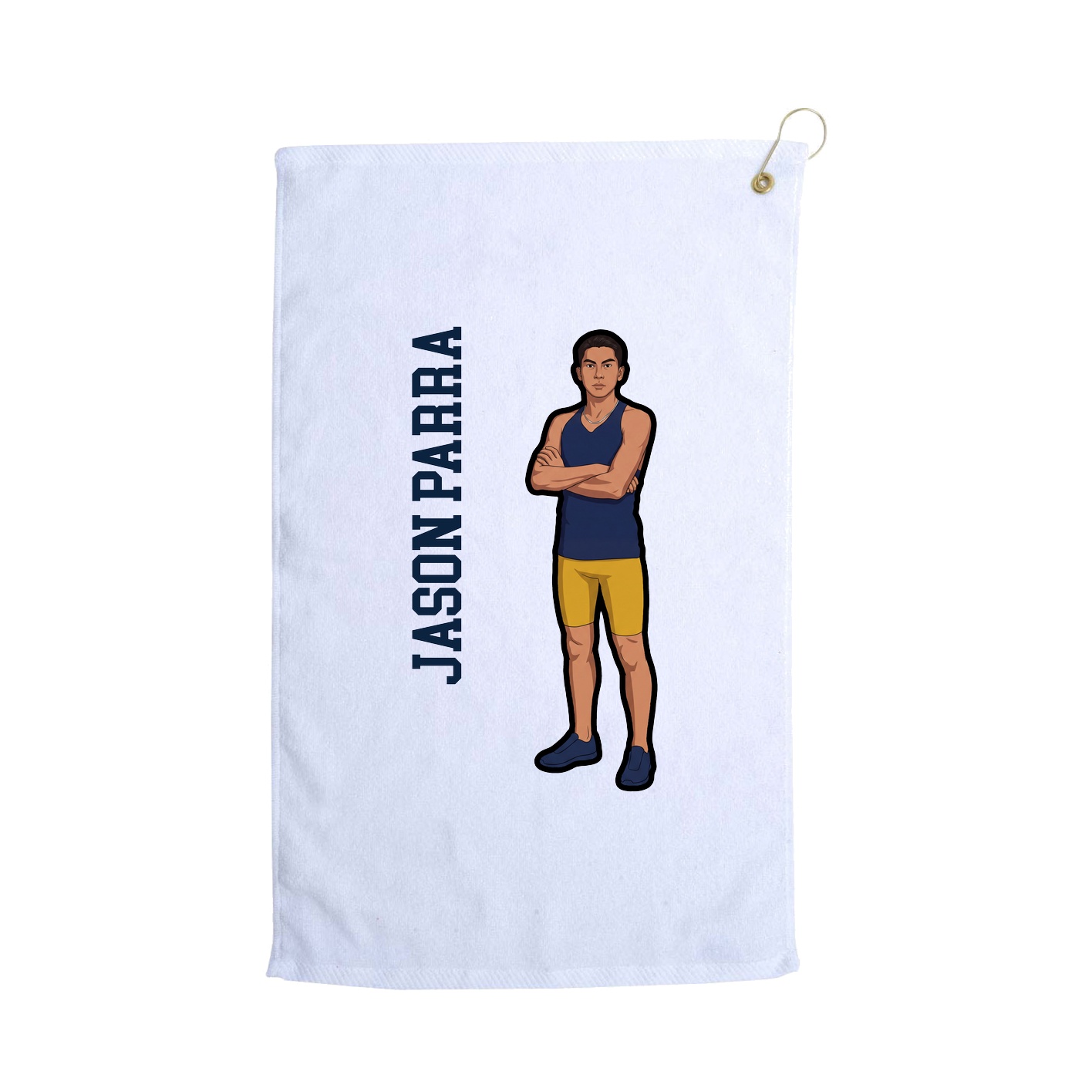 Golf Towel — Name Vertical in White
