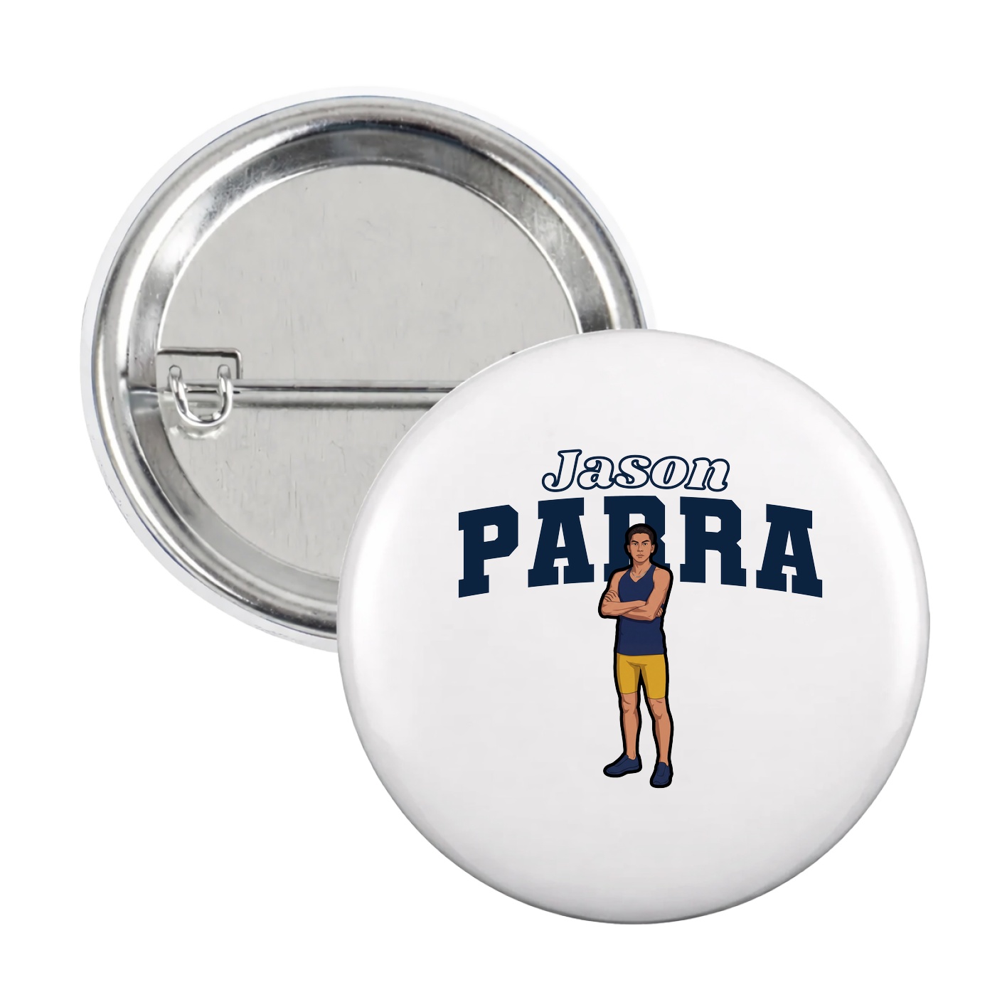 Game Day Button — Name Arch in White