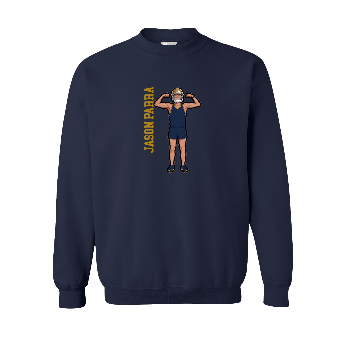 Fleece Crew — Name Vertical in Navy