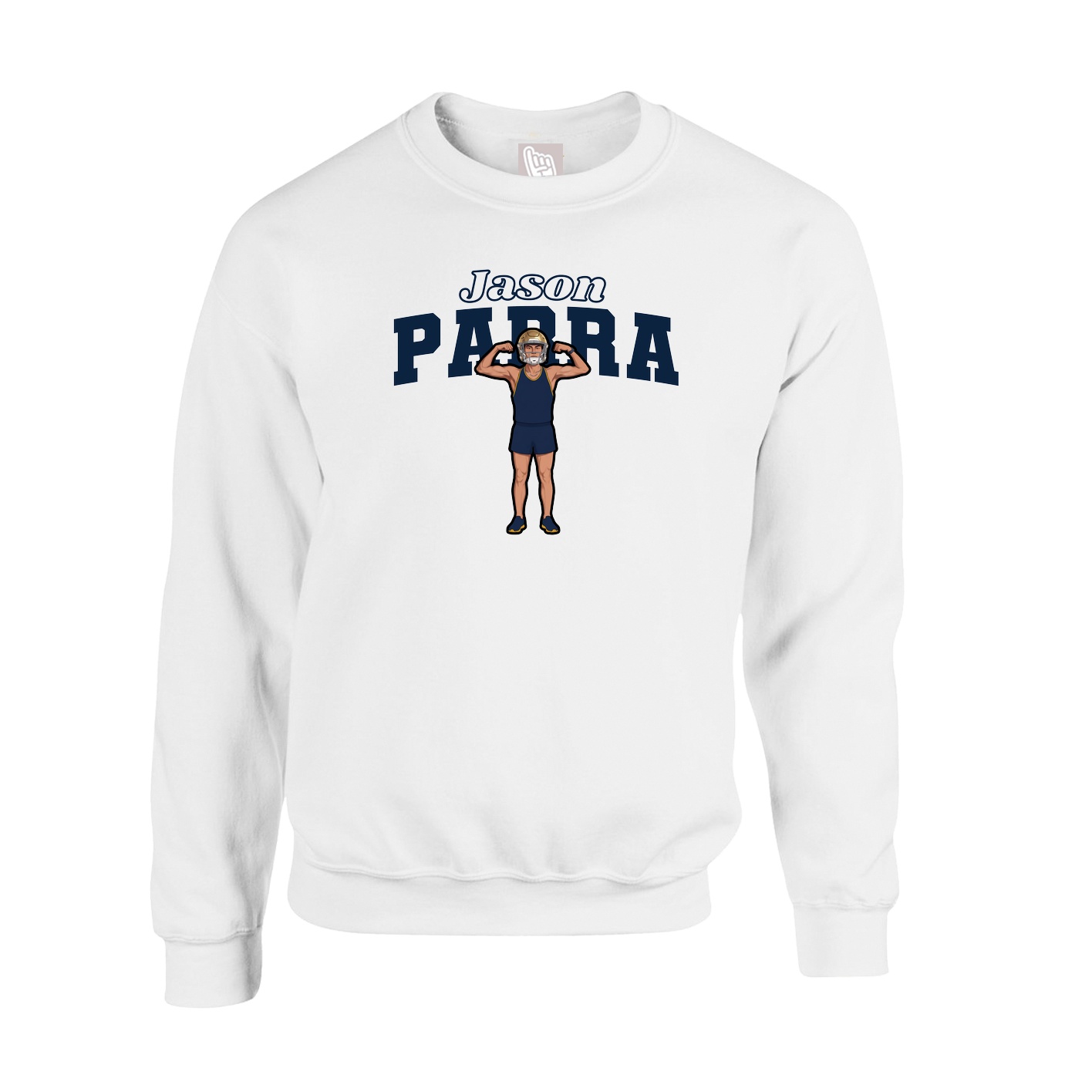 Fleece Crew — Name Arch in White