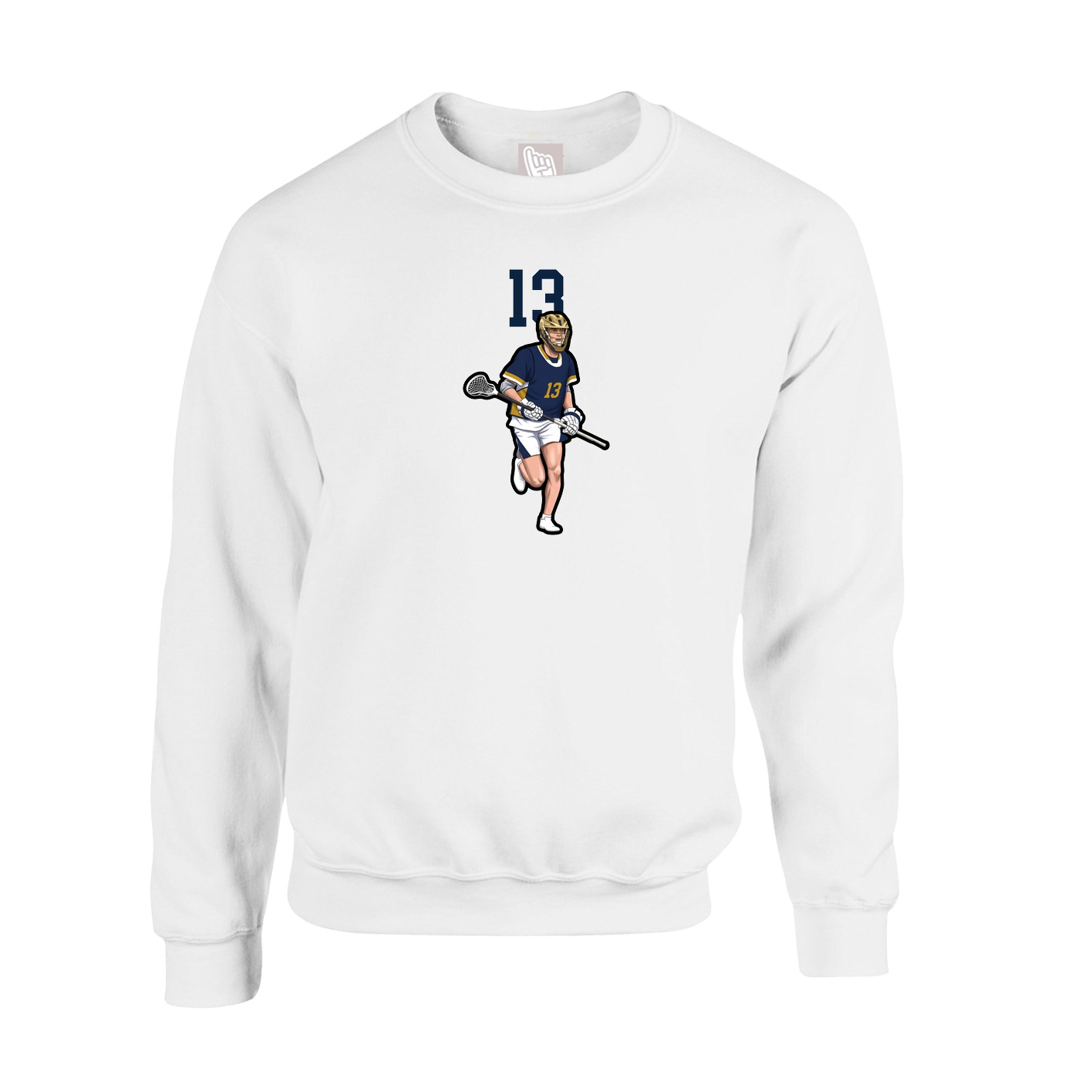 Fleece Crew — Number Top in White