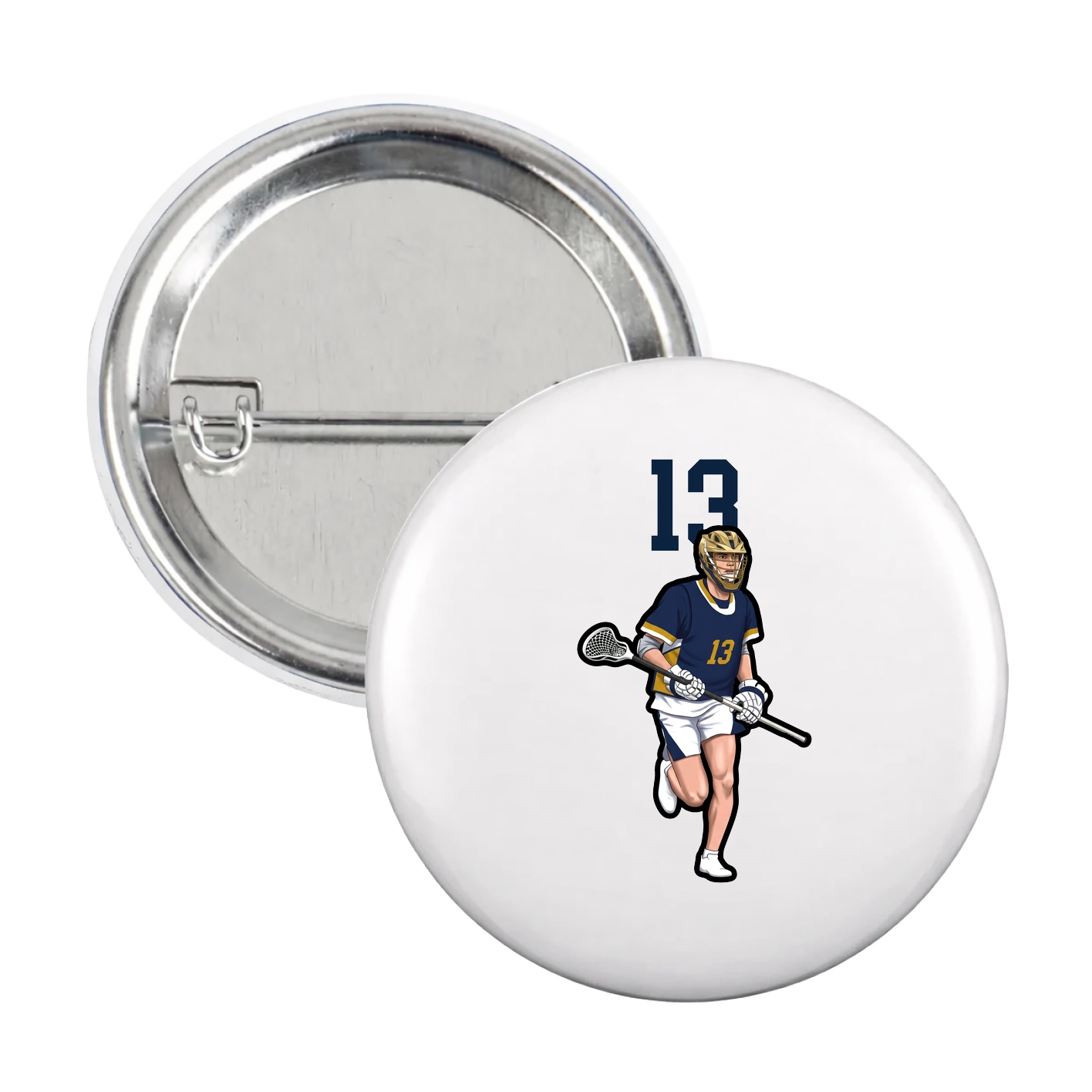 Game Day Button — Number Top in White