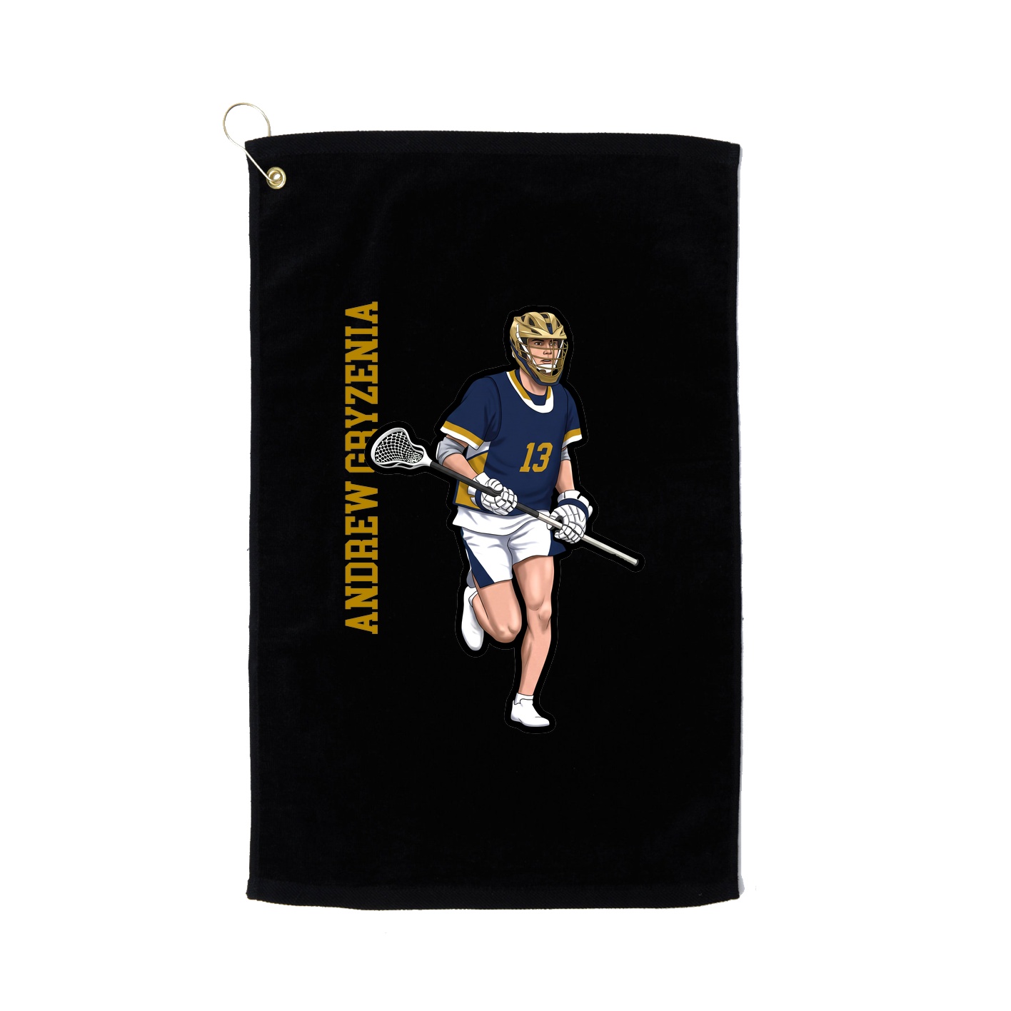 Golf Towel — Name Vertical in Black