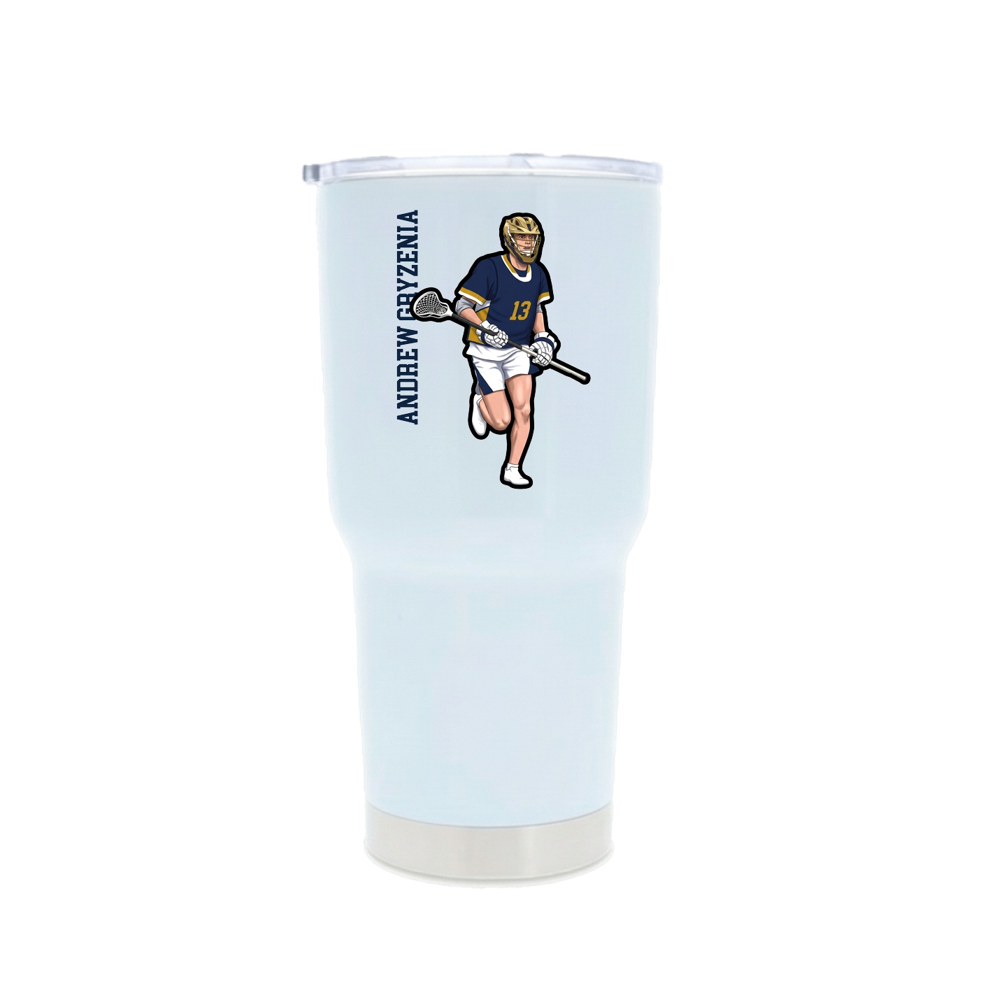 30oz Stainless Steel Tumbler — Name Vertical in White