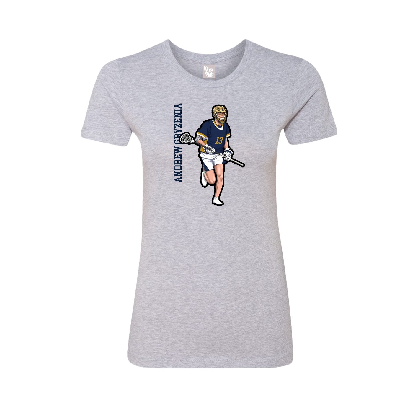 Fitted Women's Tee — Name Vertical in Grey