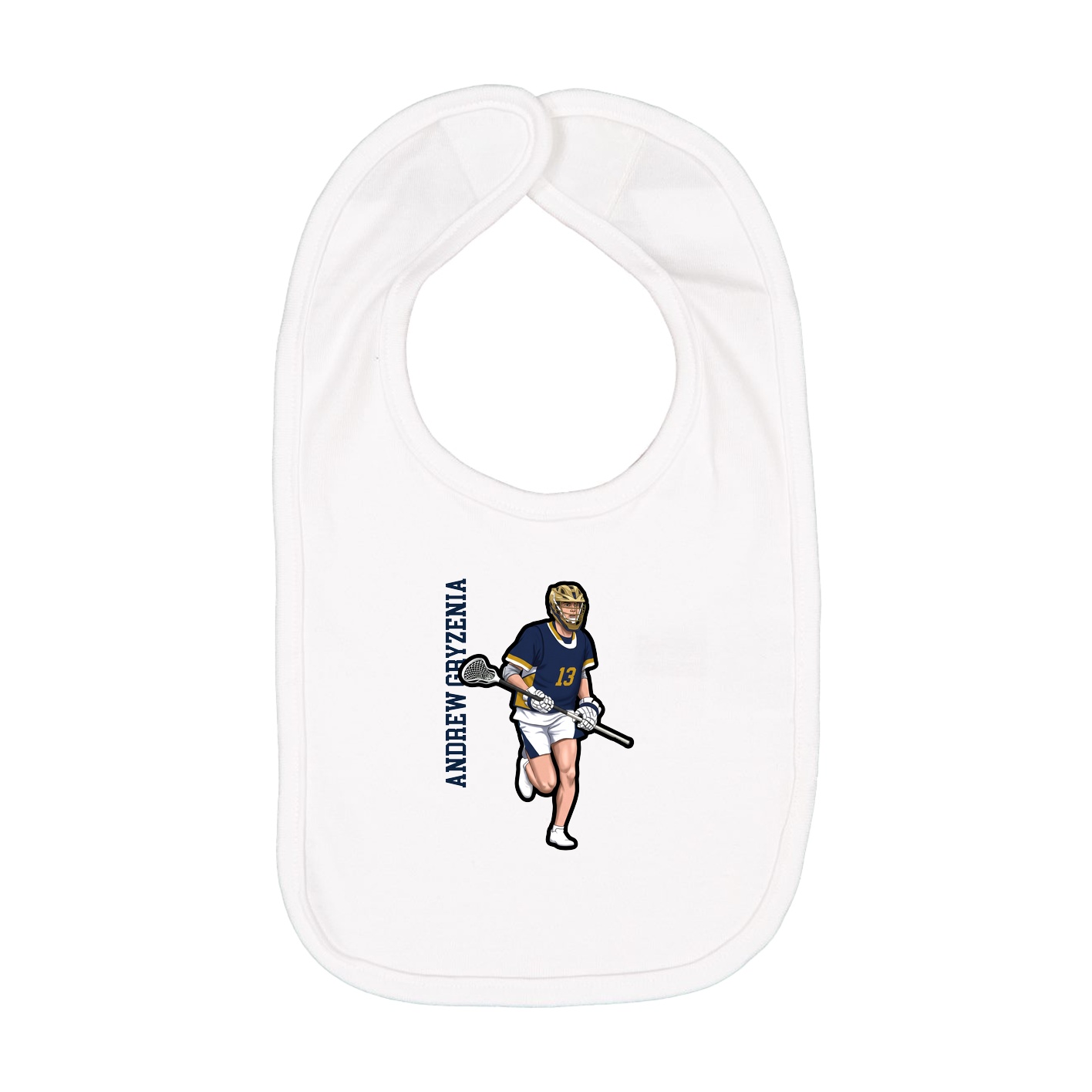 Infant Bib — Name Vertical in White