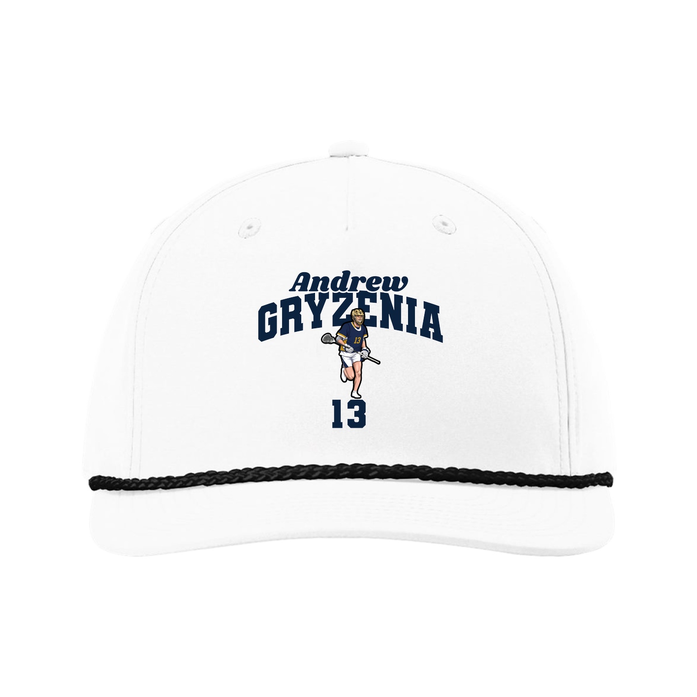 Five-Panel Classic Rope Cap — Signature Arch in White