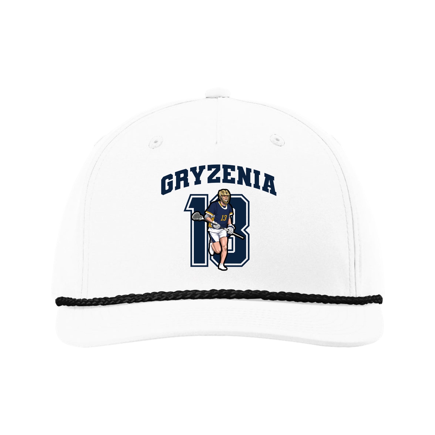 Five-Panel Classic Rope Cap — Number in White