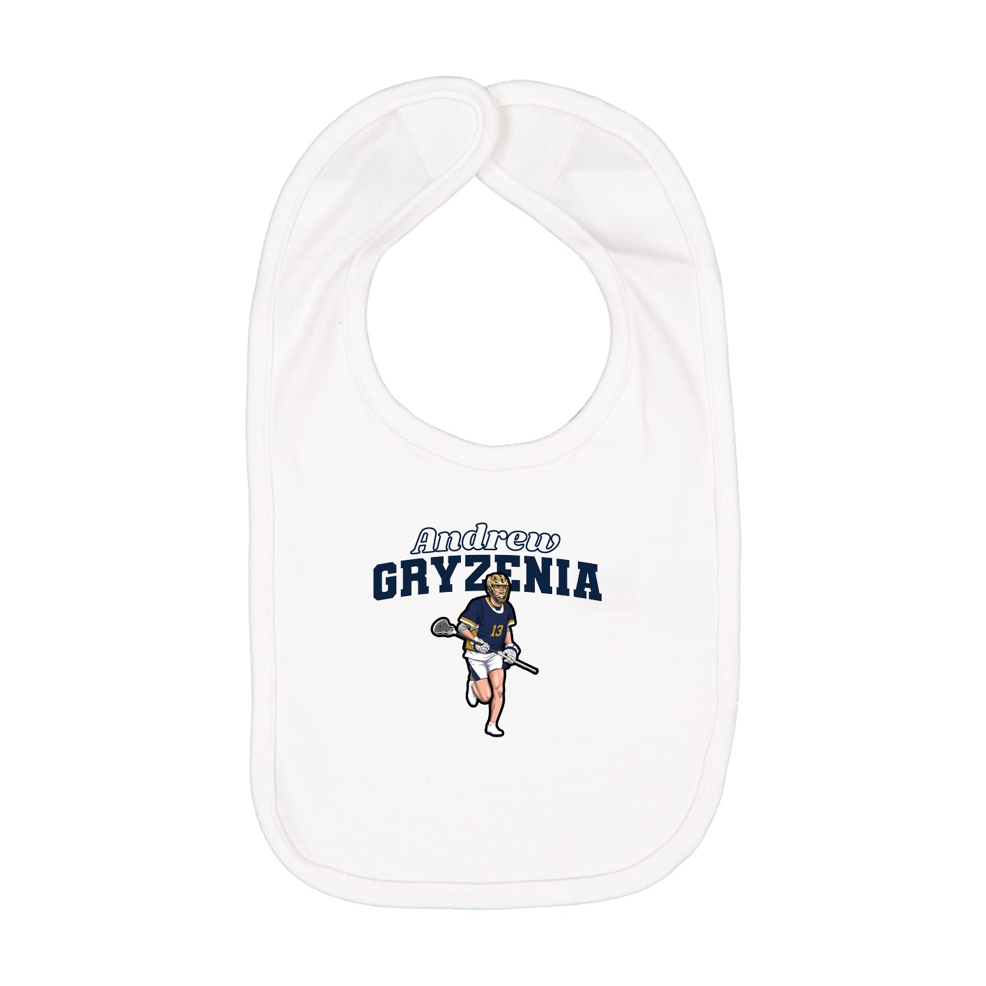 Infant Bib — Name Arch in White