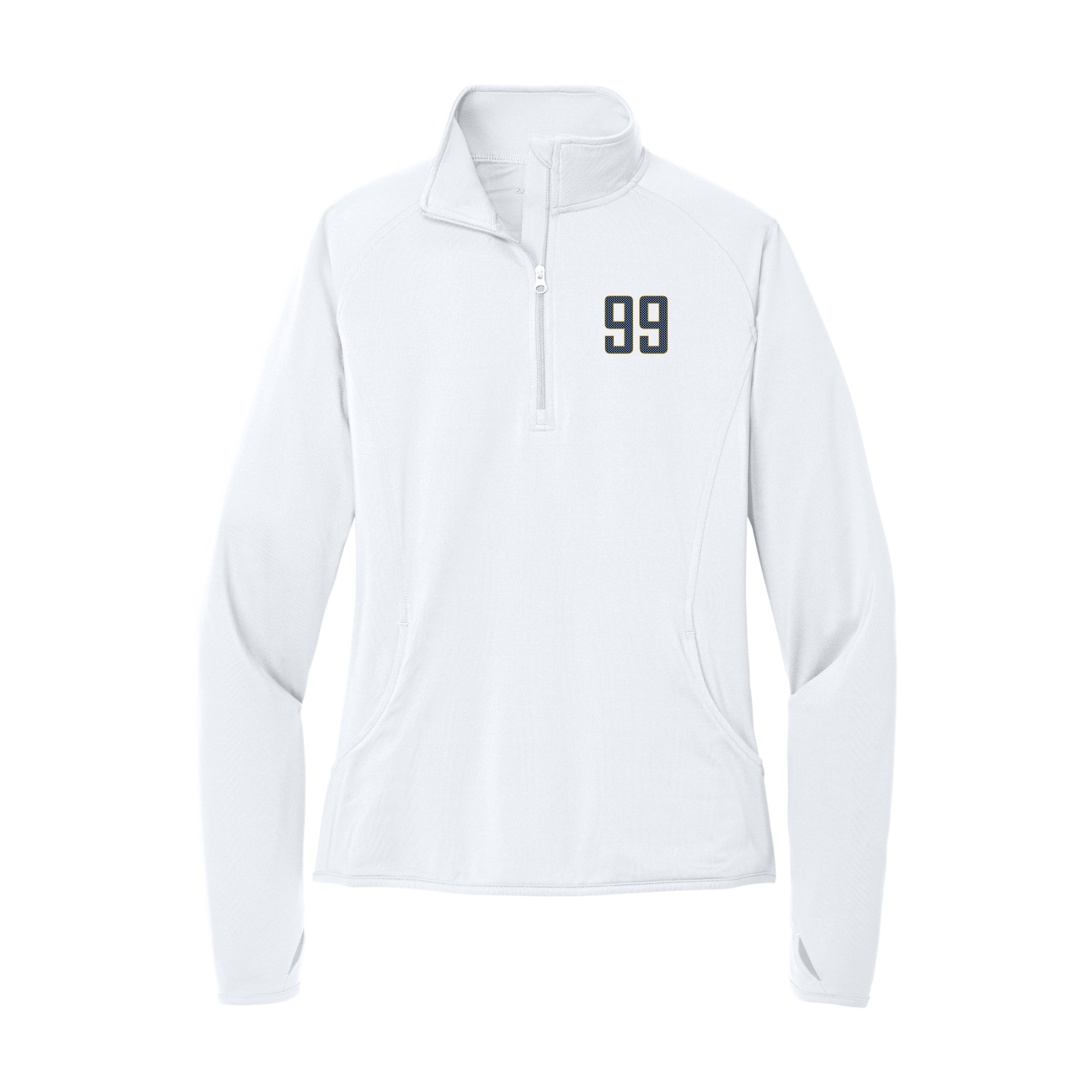 Women's Q-Zip Pullover — Front Shirsy in White
