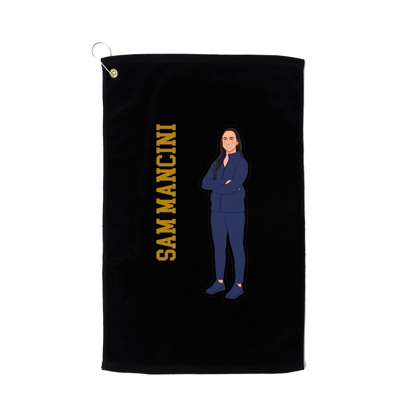 Golf Towel — Name Vertical in Black