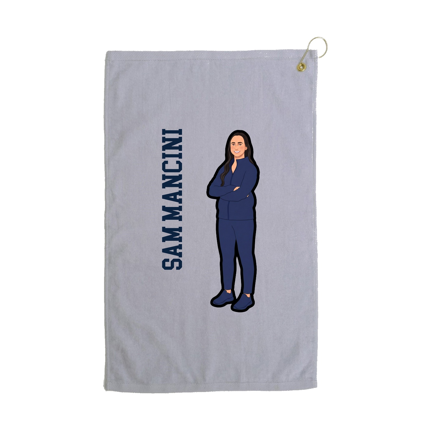 Golf Towel — Name Vertical in Grey
