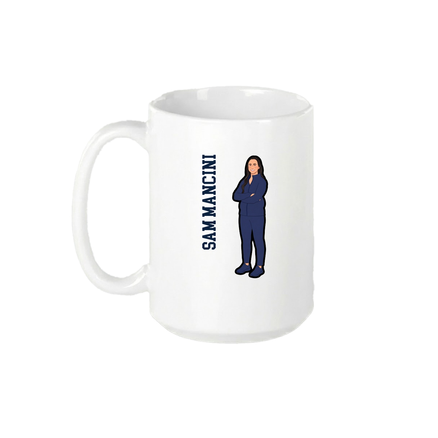 15oz Coffee Mug — Name Vertical in White