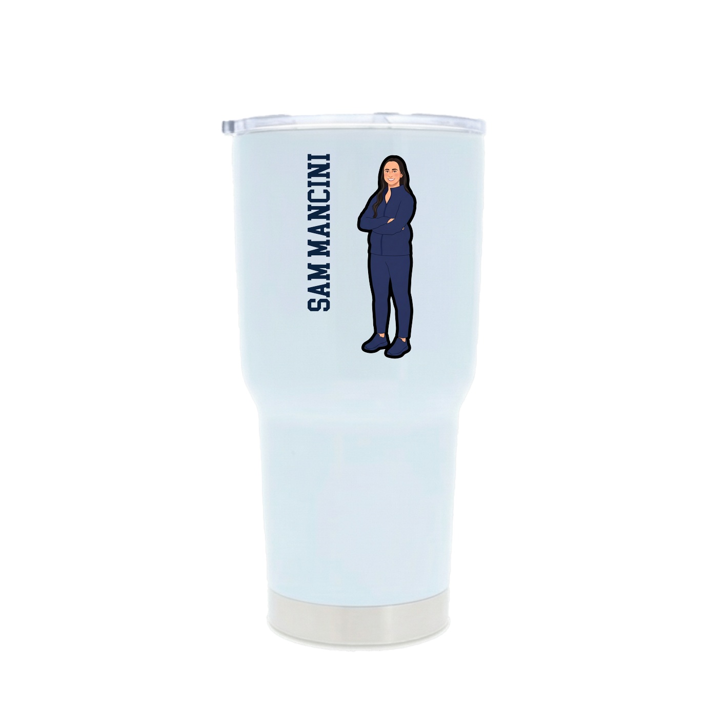30oz Stainless Steel Tumbler — Name Vertical in White