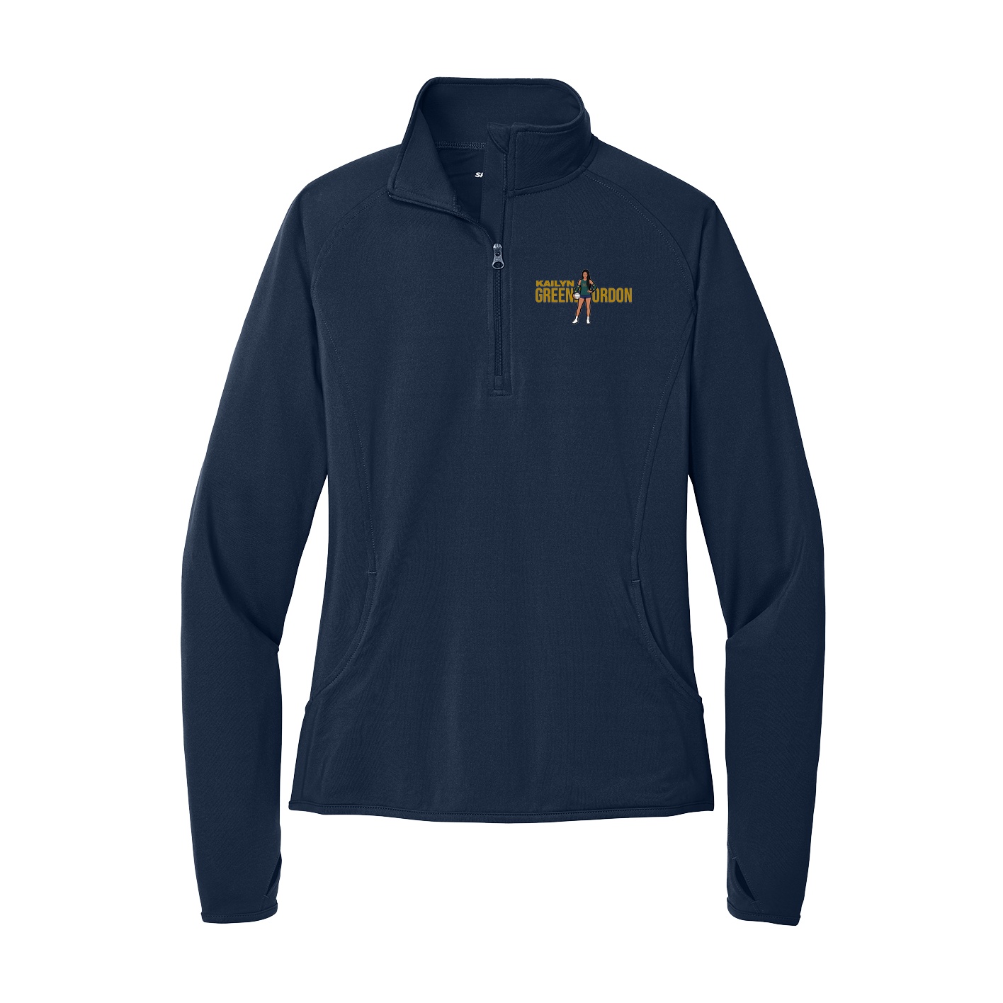 Women's Q-Zip Pullover — Player Name in Navy