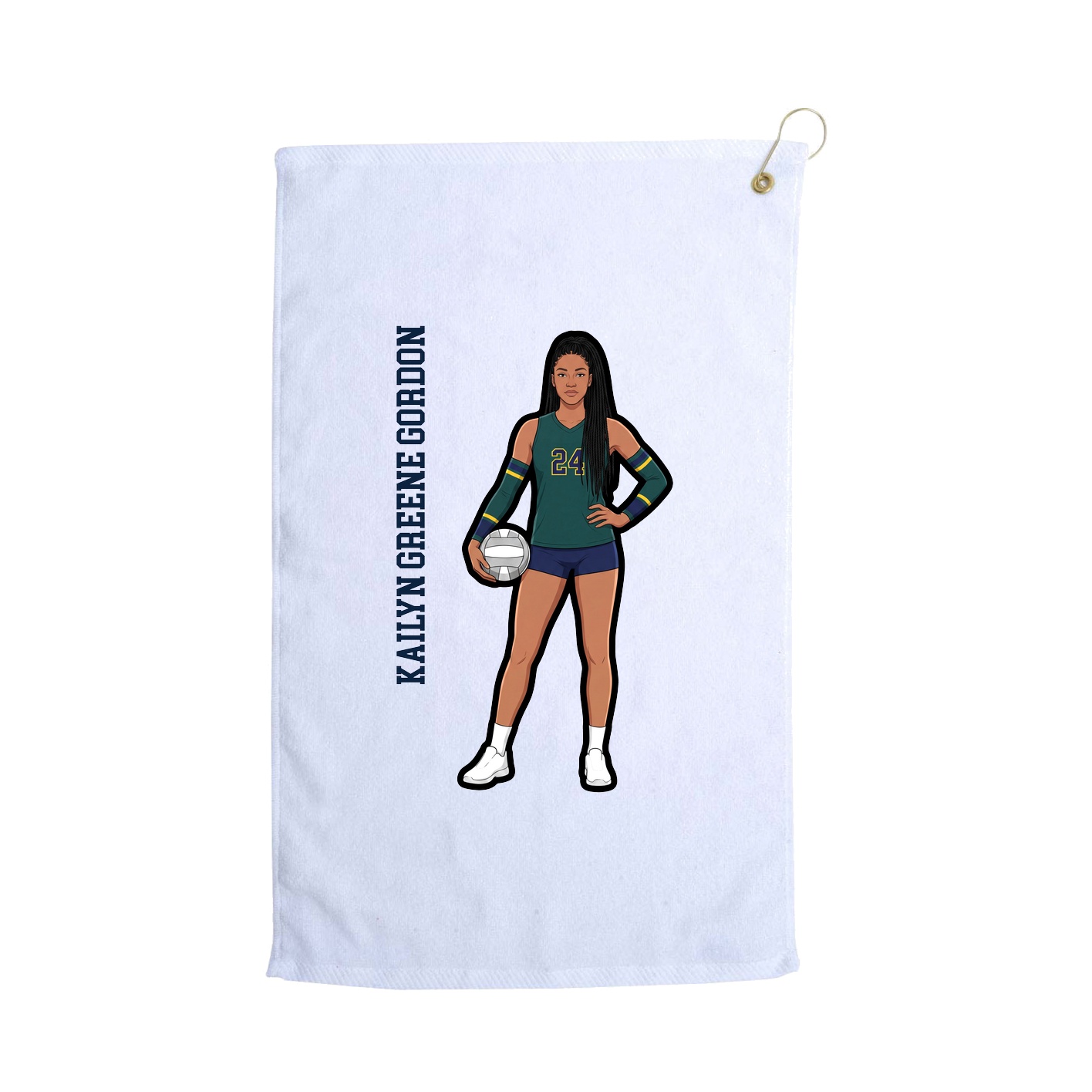 Golf Towel — Name Vertical in White
