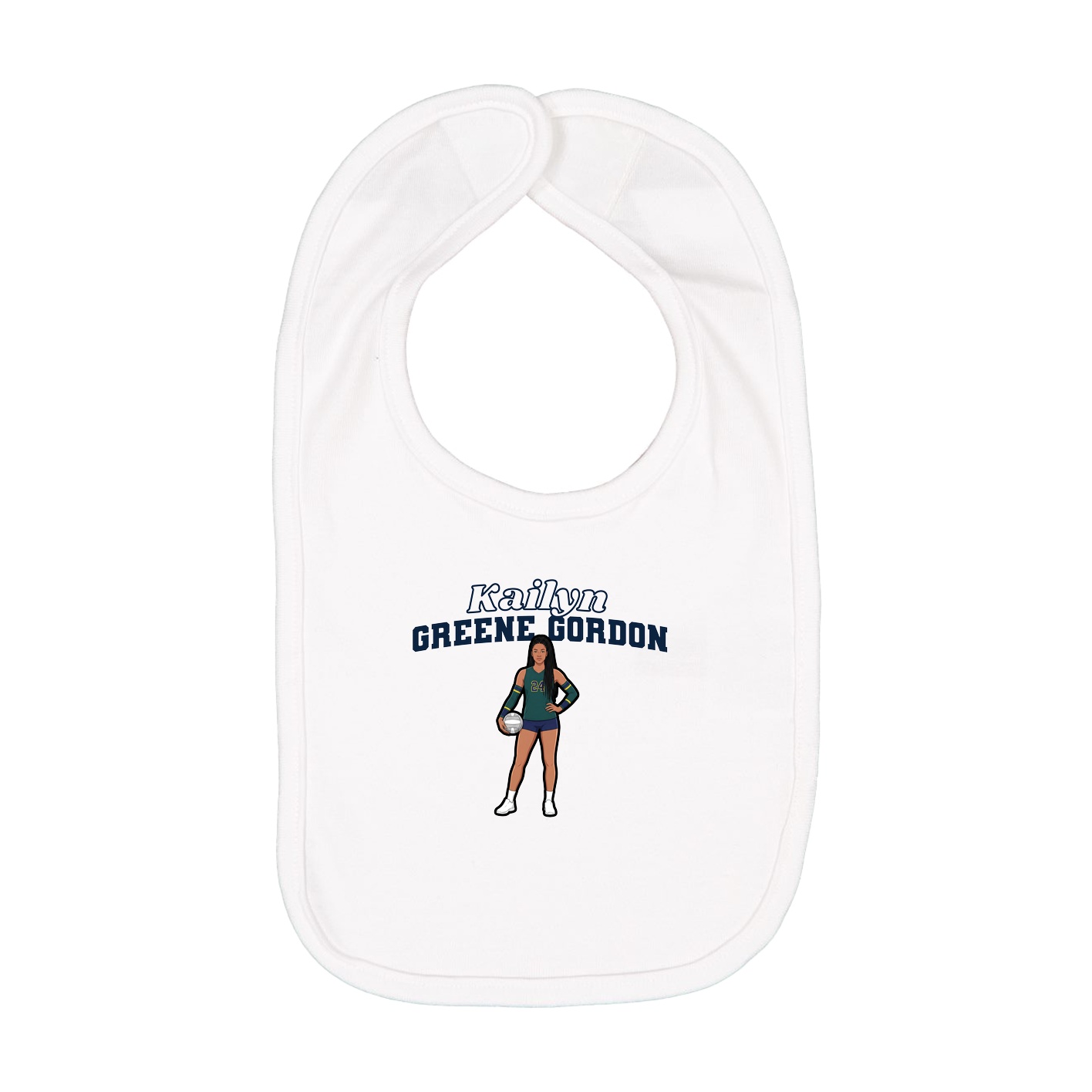 Infant Bib — Name Arch in White