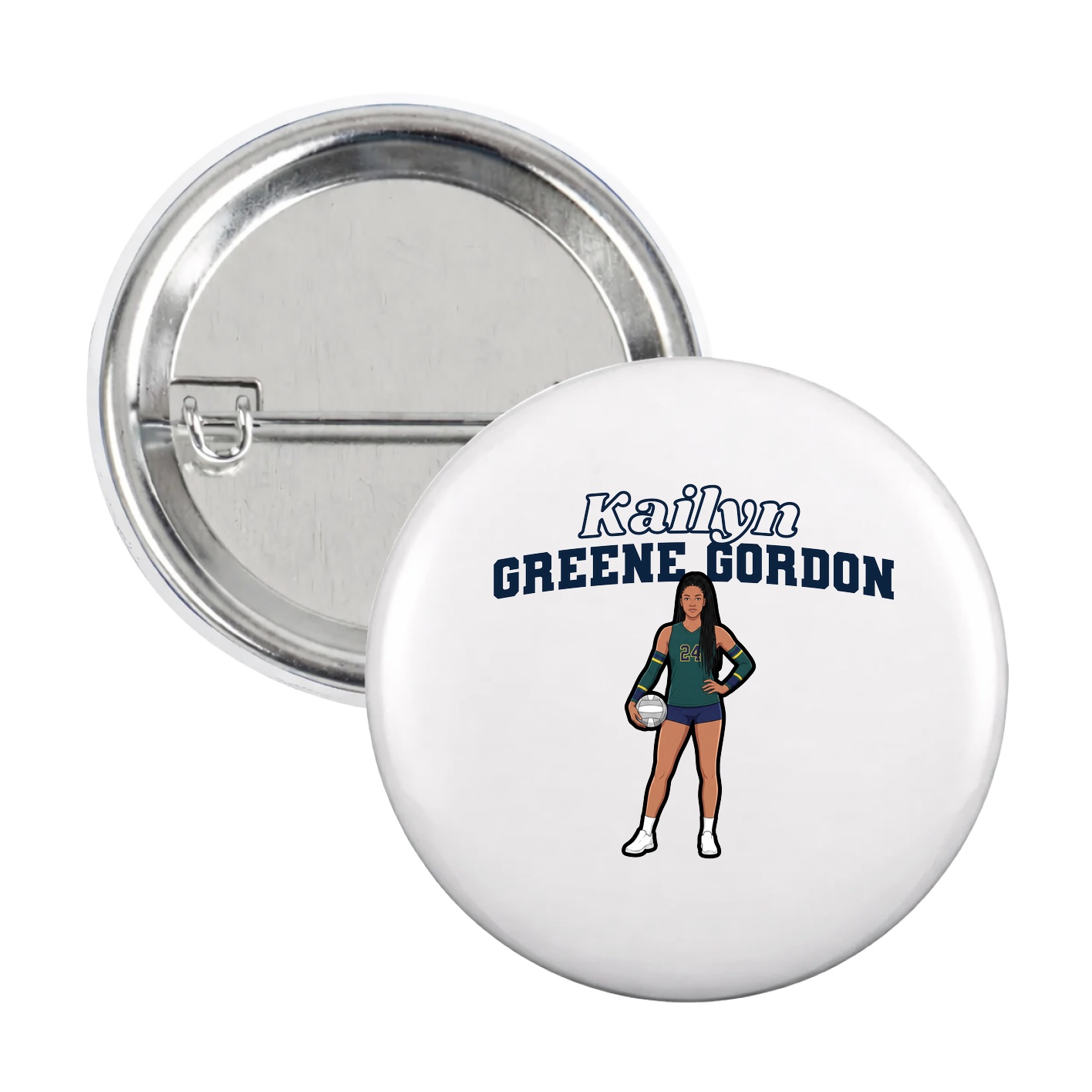 Game Day Button — Name Arch in White
