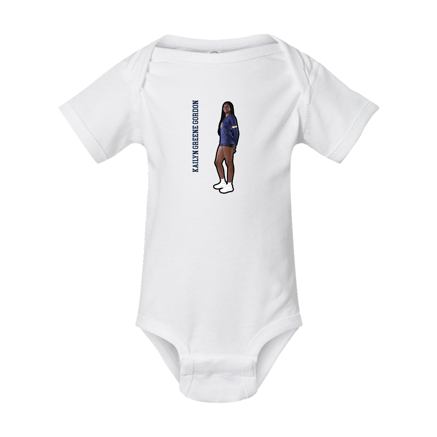 Baby Onesie — Name Vertical in White