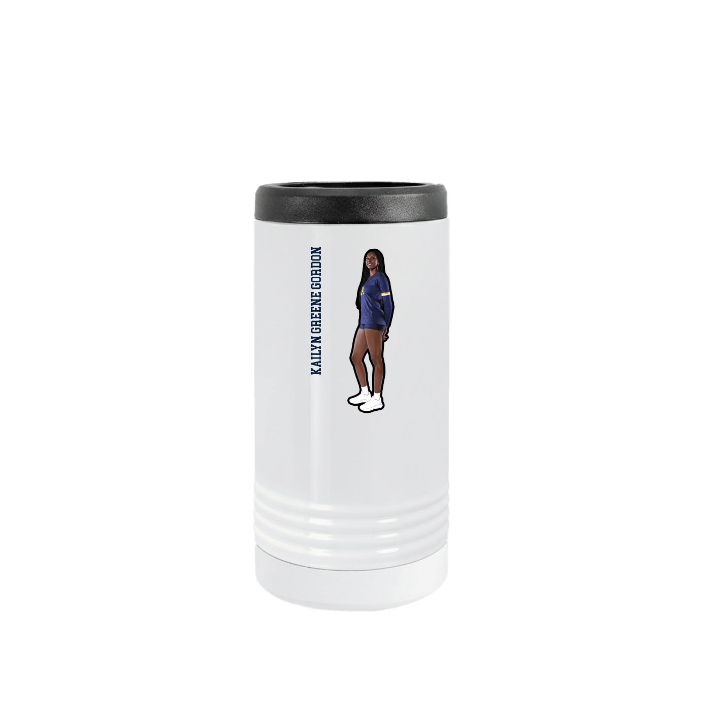 Slim Beverage Holder — Name Vertical in White