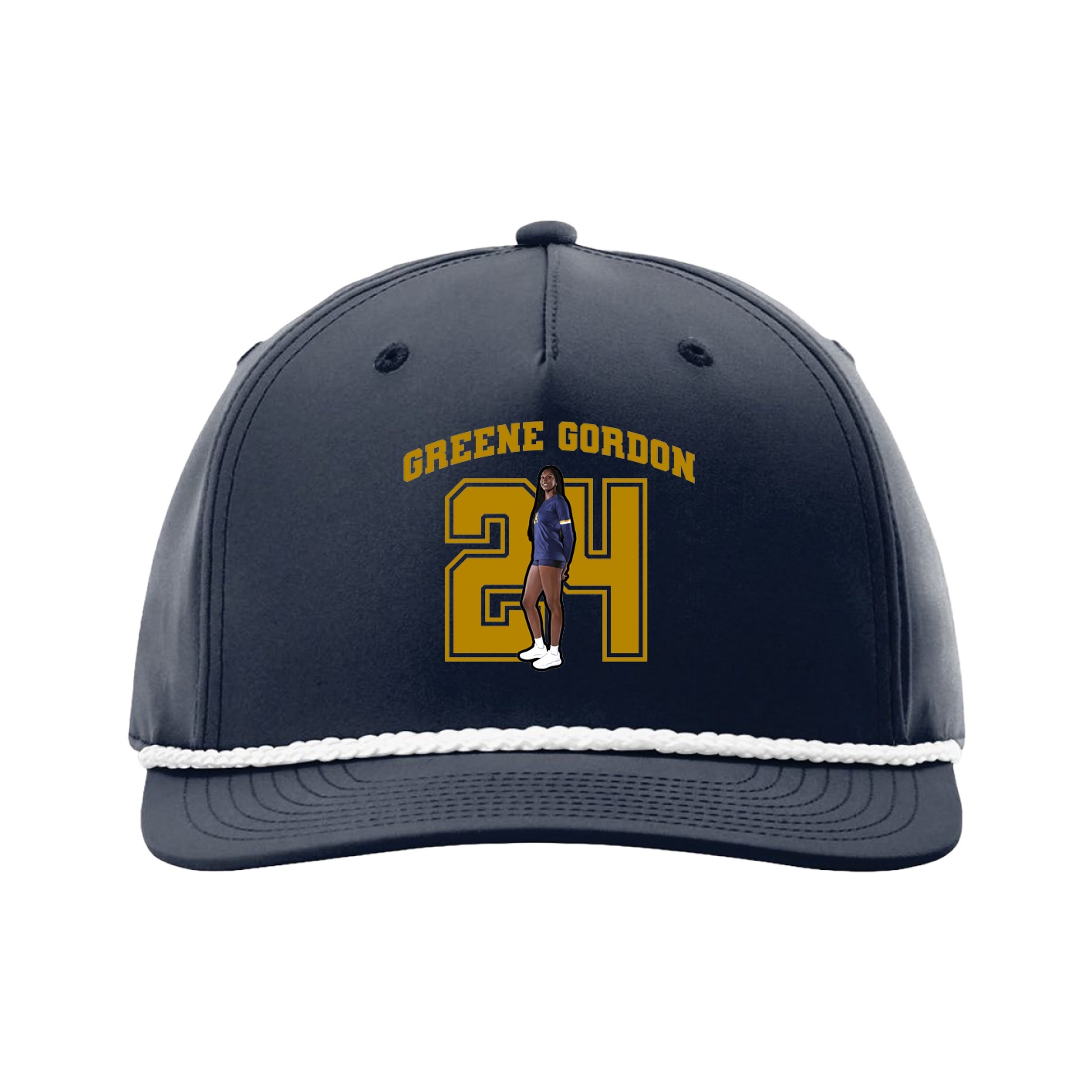 Five-Panel Classic Rope Cap — Number in Navy