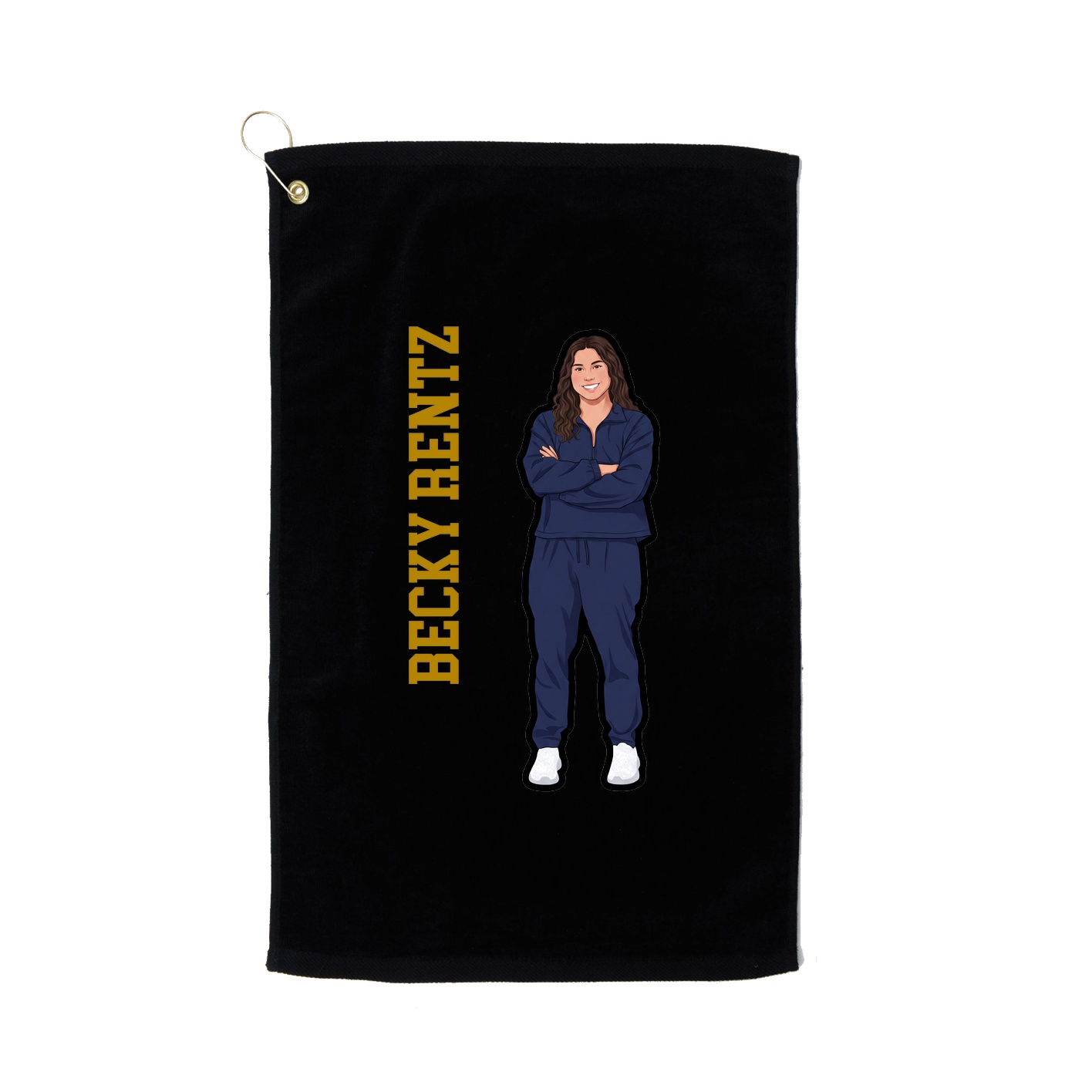 Golf Towel — Name Vertical in Black