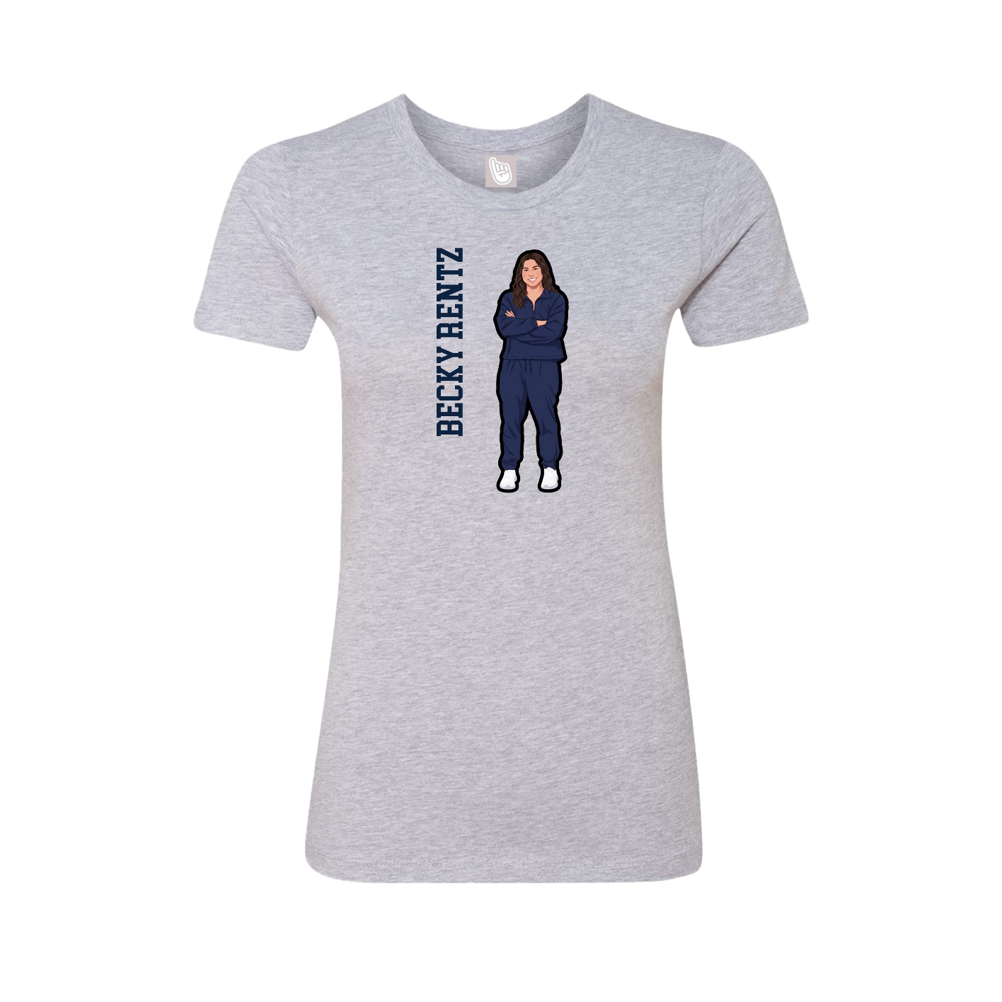 Fitted Women's Tee — Name Vertical in Grey