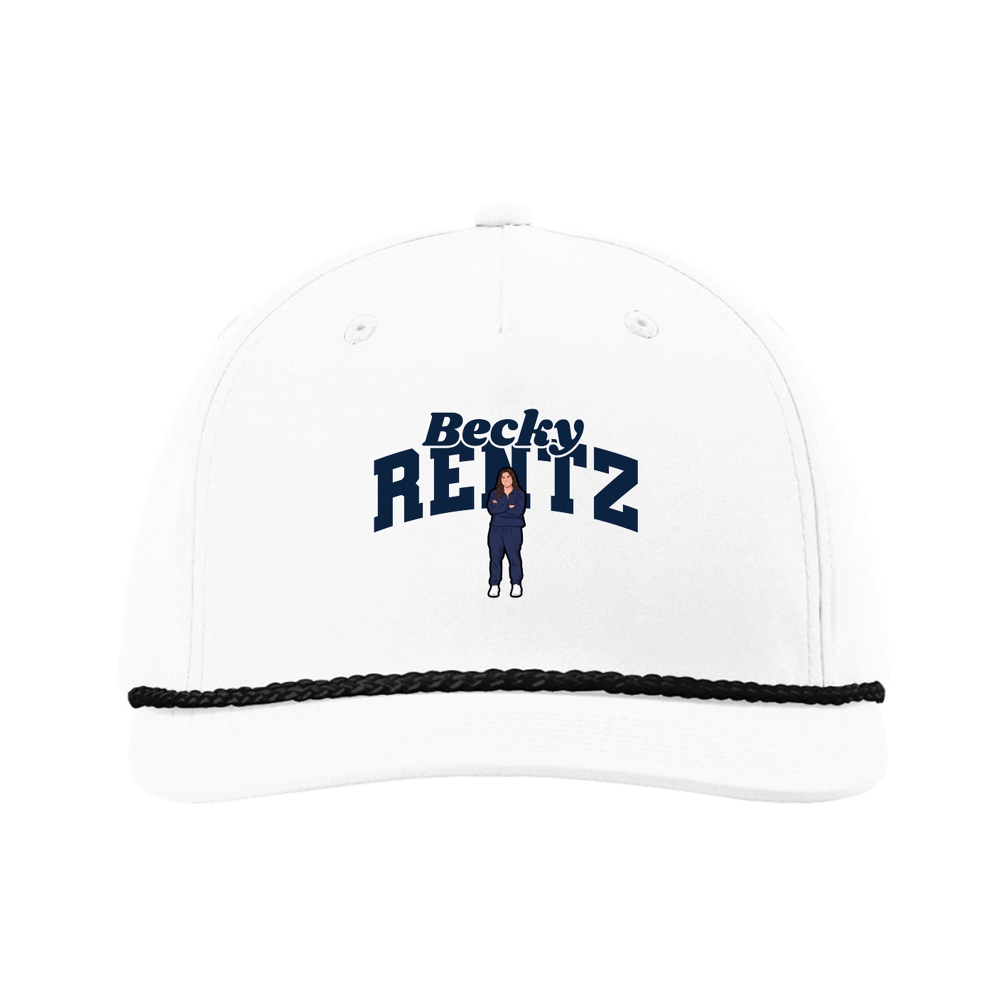 Five-Panel Classic Rope Cap — Signature Arch in White