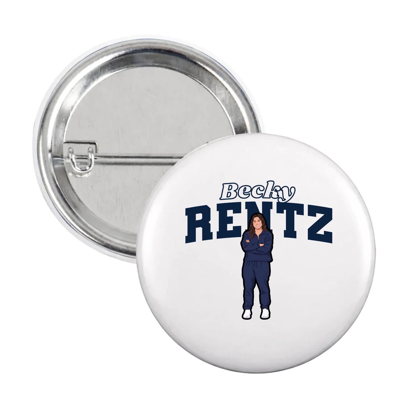 Game Day Button — Name Arch in White