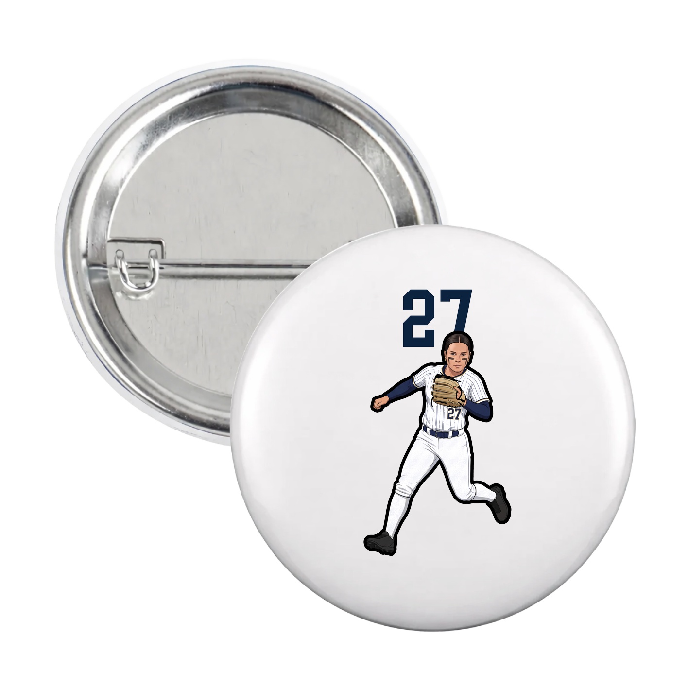 Game Day Button — Number Top in White