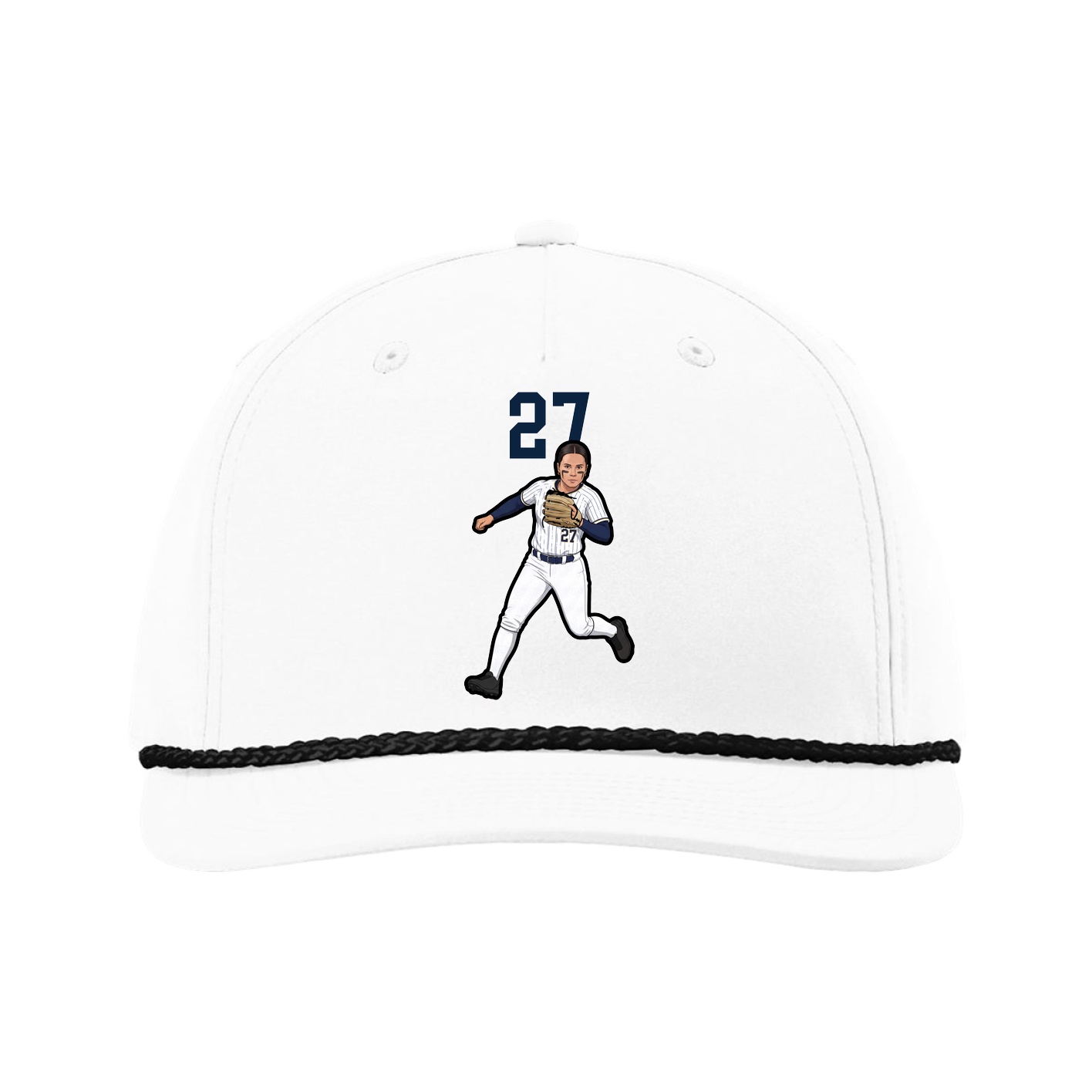 Five-Panel Classic Rope Cap — Number Top in White