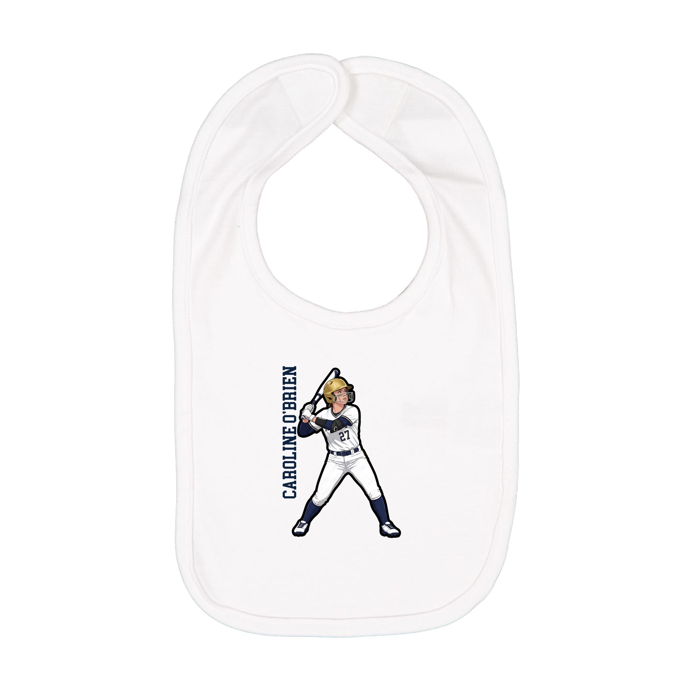 Infant Bib — Name Vertical in White
