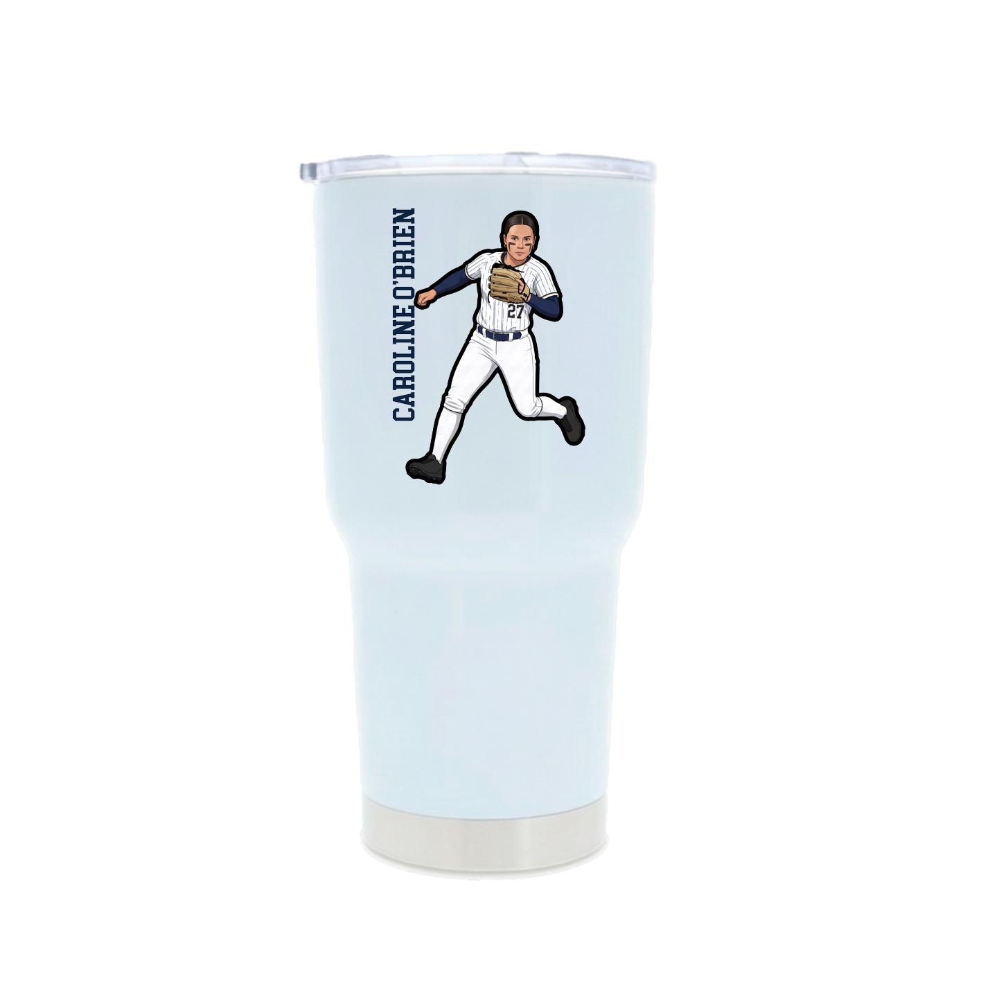 30oz Stainless Steel Tumbler — Name Vertical in White