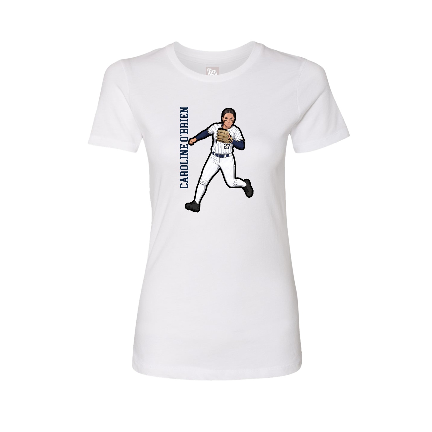 Fitted Women's Tee — Name Vertical in White
