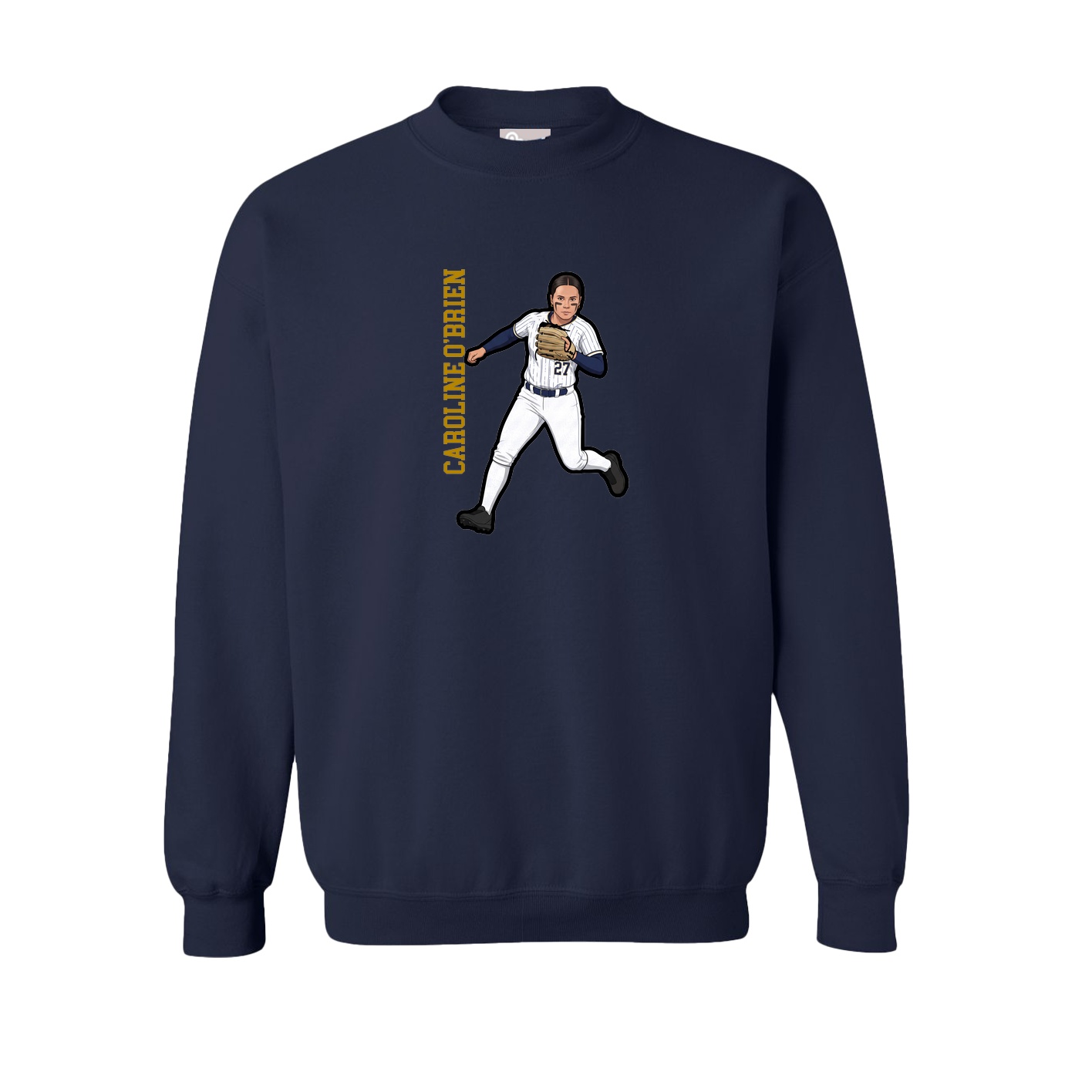 Fleece Crew — Name Vertical in Navy