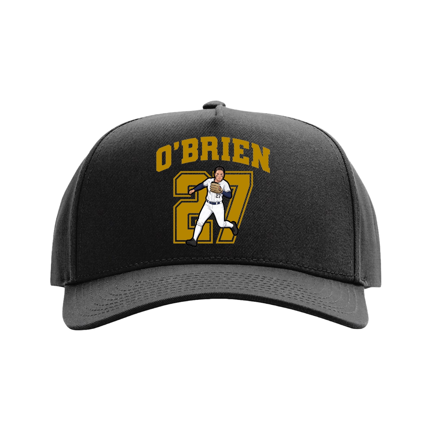 Full Fabric Five-Panel Champ Cap — Number in Black