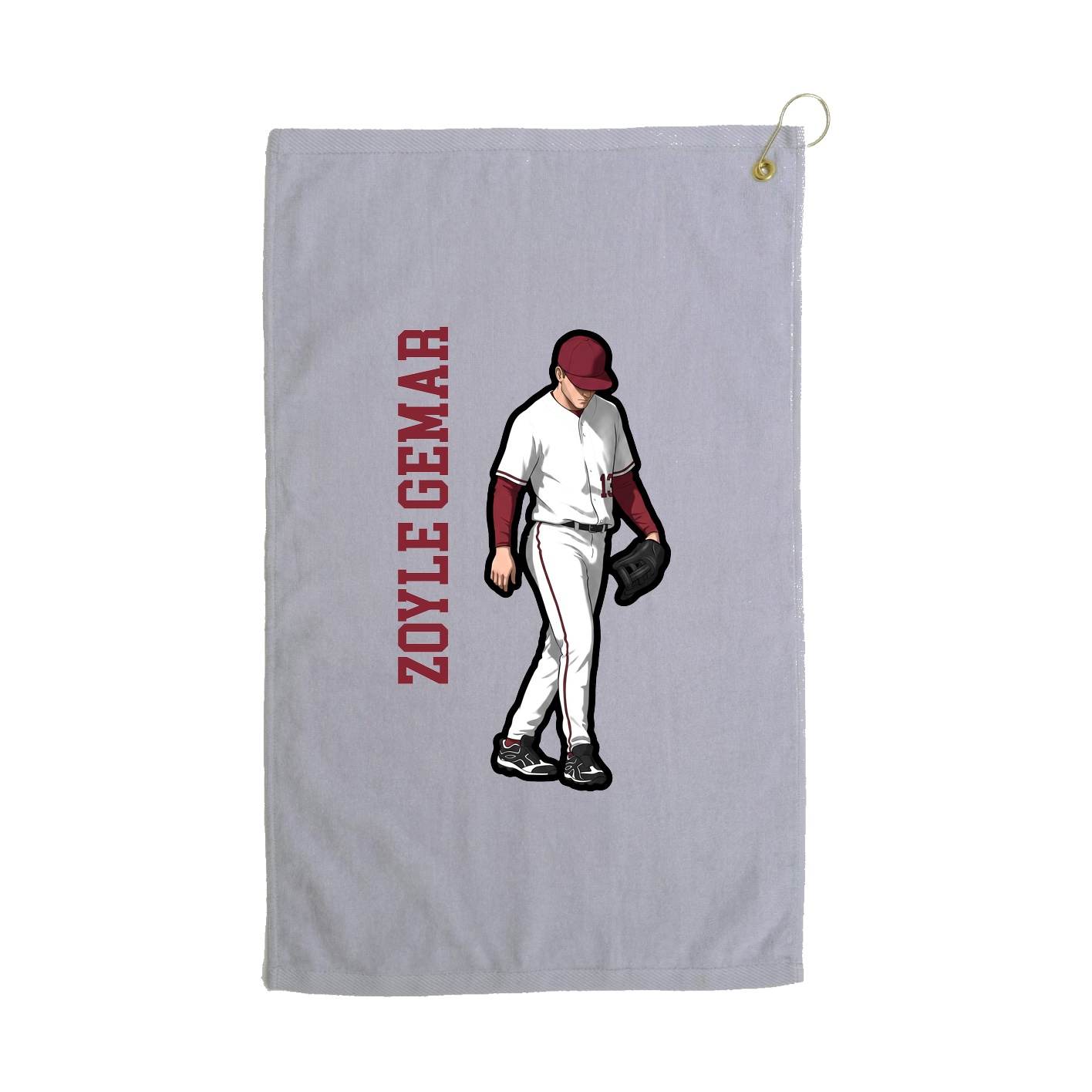 Golf Towel — Name Vertical in Grey