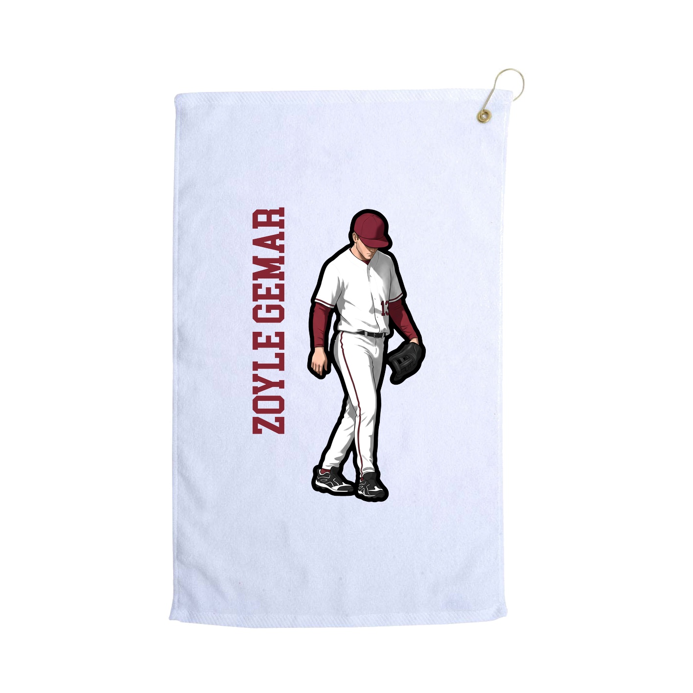 Golf Towel — Name Vertical in White