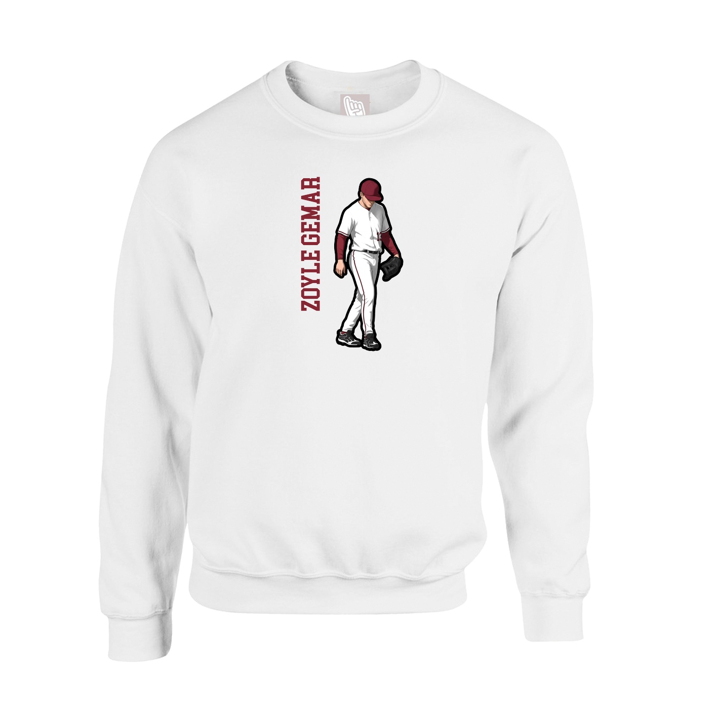 Fleece Crew — Name Vertical in White