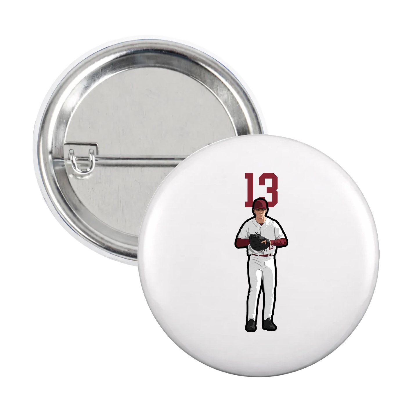 Game Day Button — Number Top in White