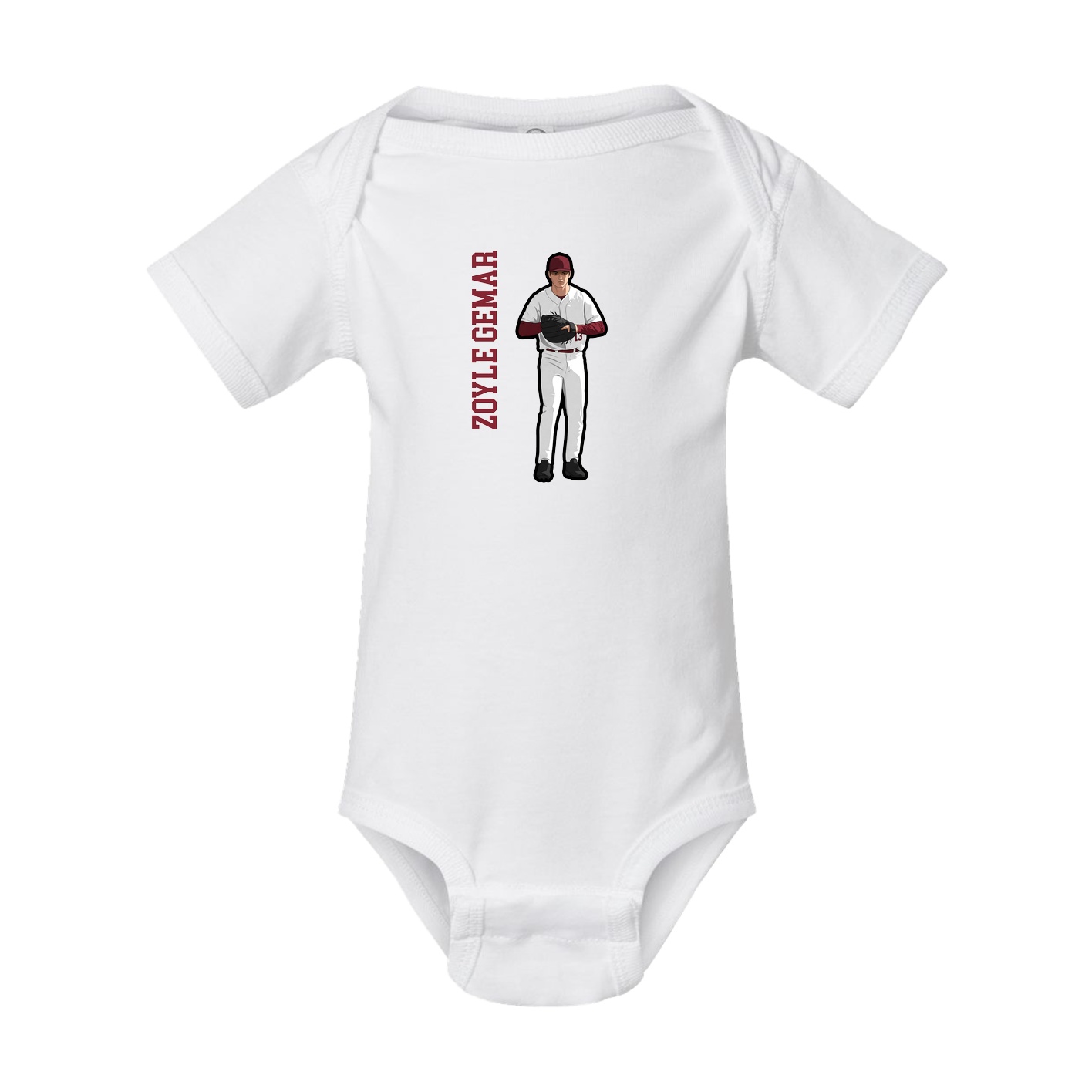 Baby Onesie — Name Vertical in White