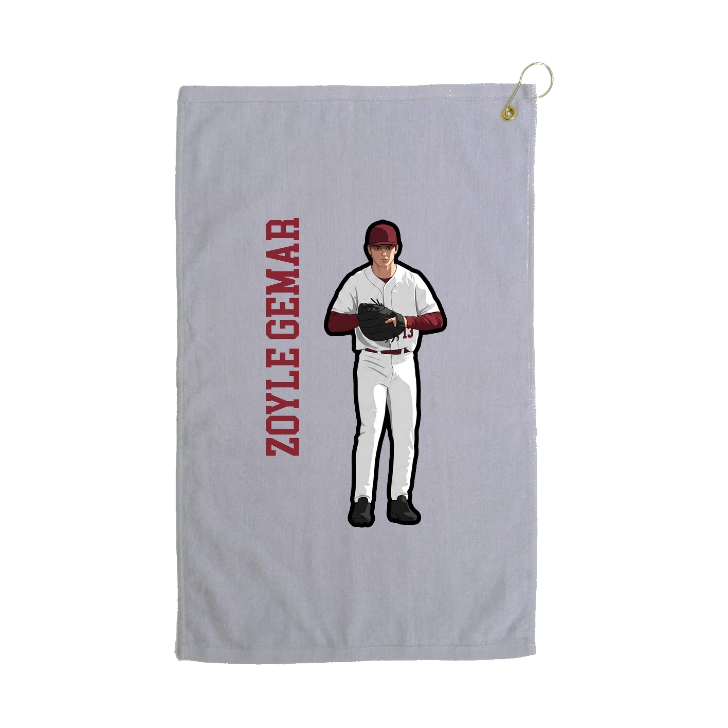 Golf Towel — Name Vertical in Grey
